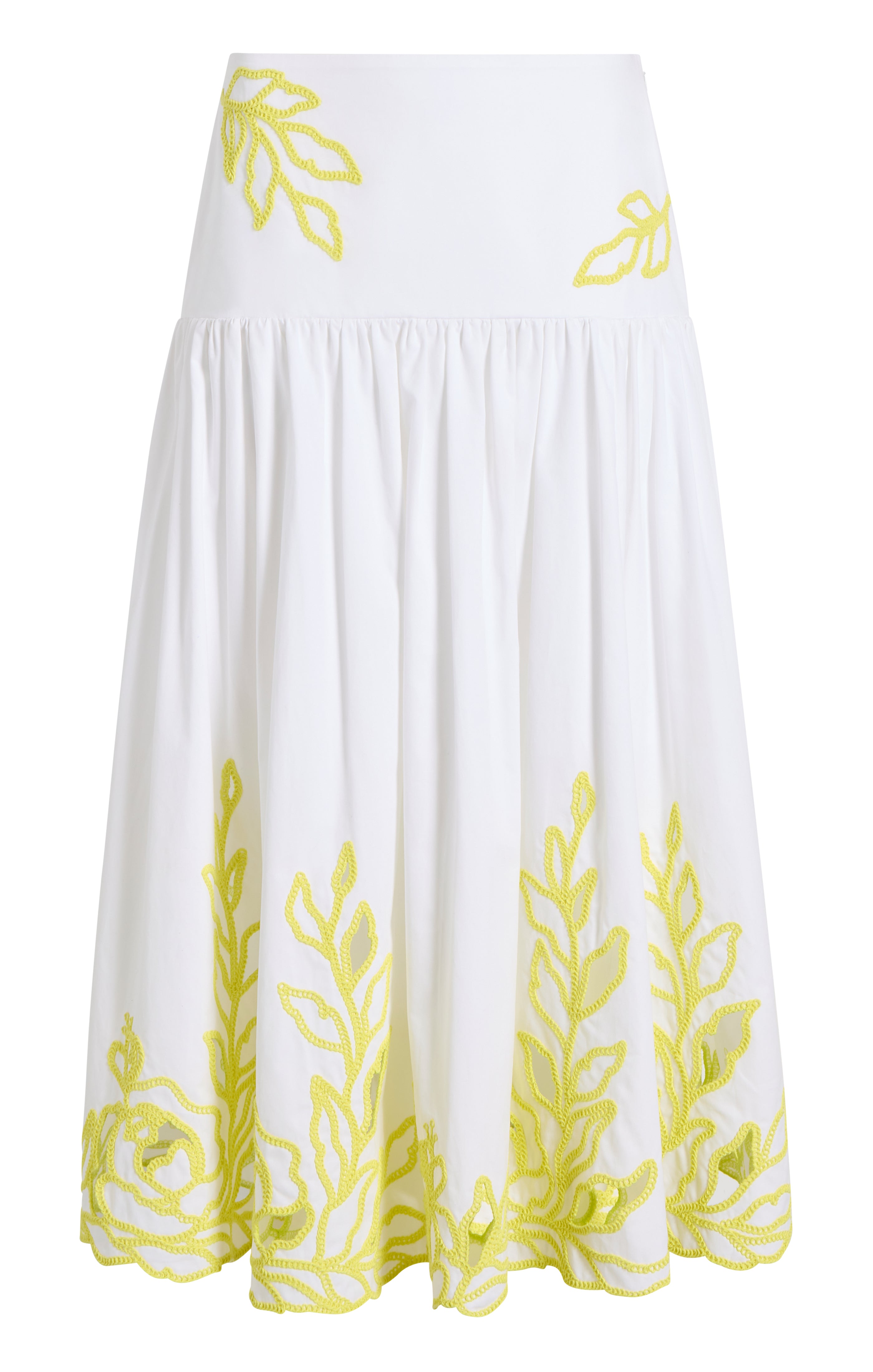 ★ GLOWNY★ ANGEL PALM MIDI SKIRT 2 Colors GY25HSSK002 ANGEL PALM MIDI SKIRT (WHITE) - GLOWNY