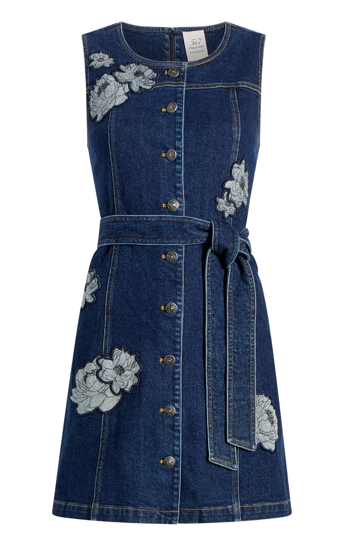 Floral Applique Marsha Jean Dress Cinq Sept Floral Applique Marsha Jean Dress Cinq Sept