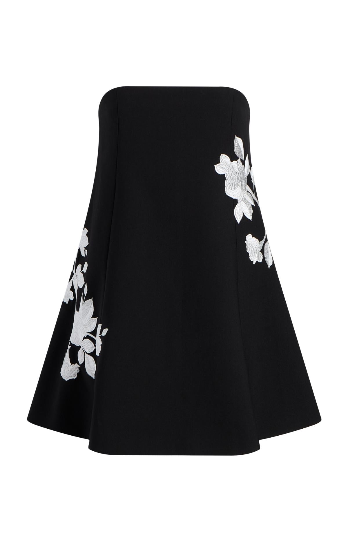 green emerald velvet dress MissJophiel V Neck Floral Embroidery Midi Black Dress with Sleeves Black / Floor Length / Custom Size/ Plus Size