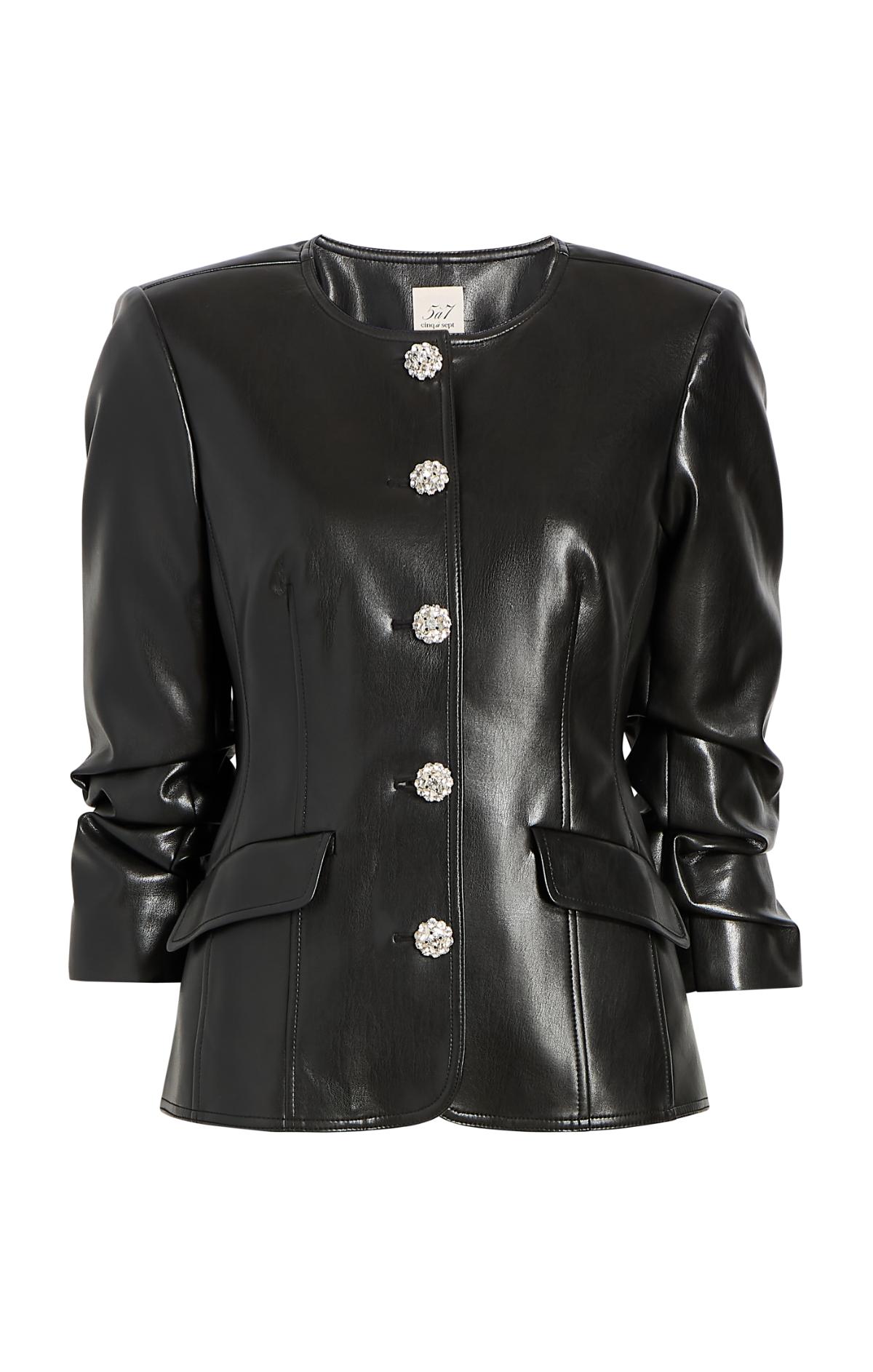 Vegan Leather Scrunched Chris Jacket – Cinq à Sept