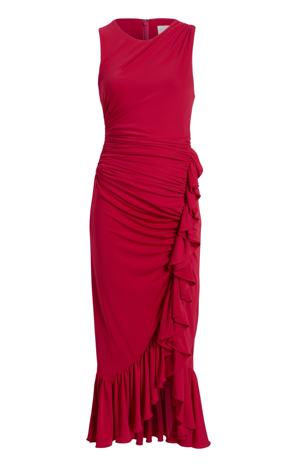 Cinq à Sept Fatima Ruffled Midi Dress - Burgundy Plum