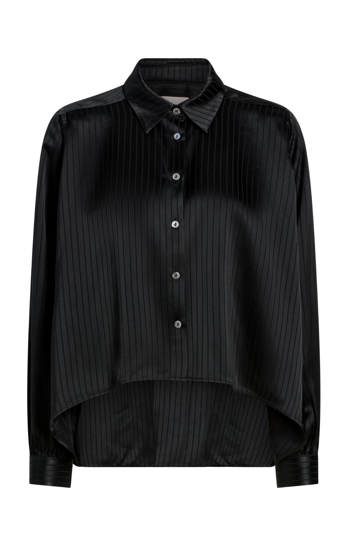 josemoon SATIN STRIPE SHIRT 長袖シャツ　黒　完売 Georgia Satin Stripe Gasira Top – Cinq à Sept