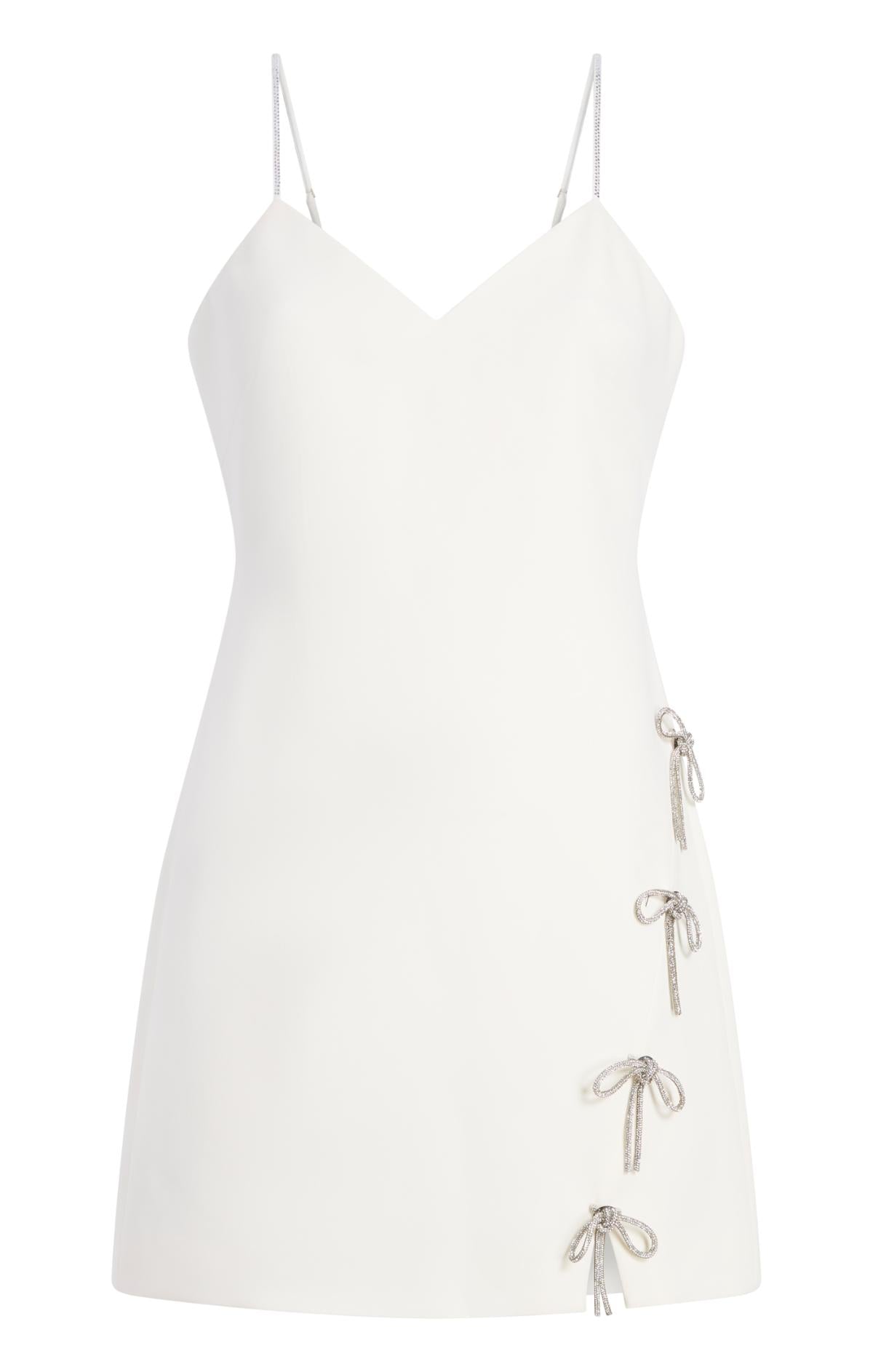 rhinestone white dress Cinq À Sept Corded Rhinestone Dress