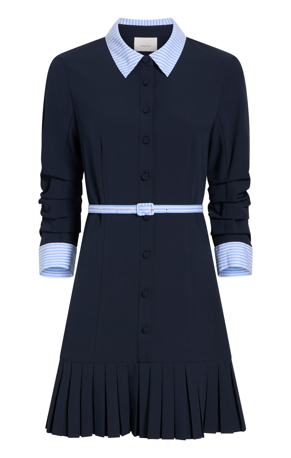 Cinq à Sept Luci Stripe Shirting Mini Dress - Navy/blue