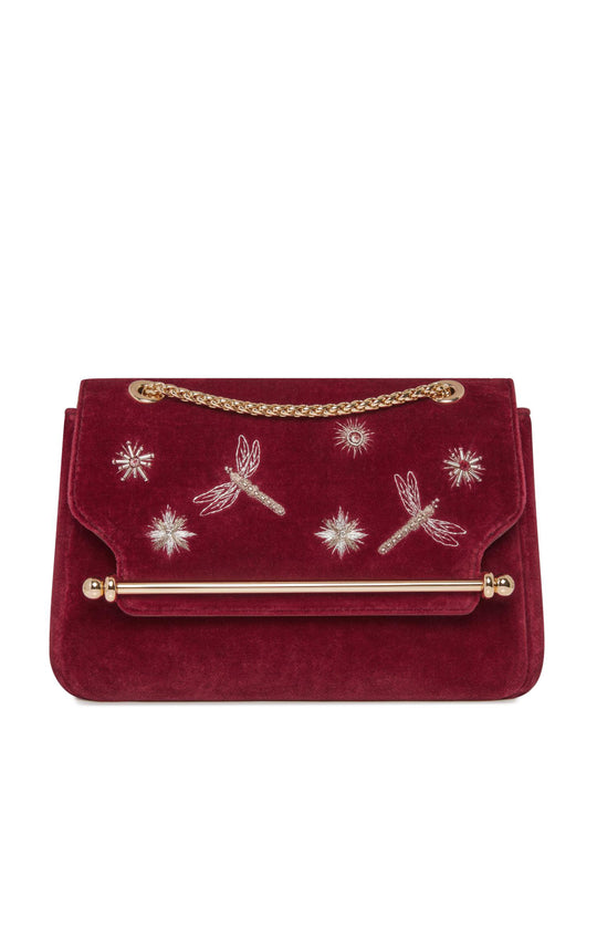 Strathberry East-West Embroidered Velvet Soft Mini