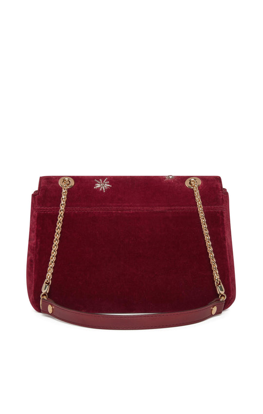 Strathberry East-West Embroidered Velvet Soft Mini
