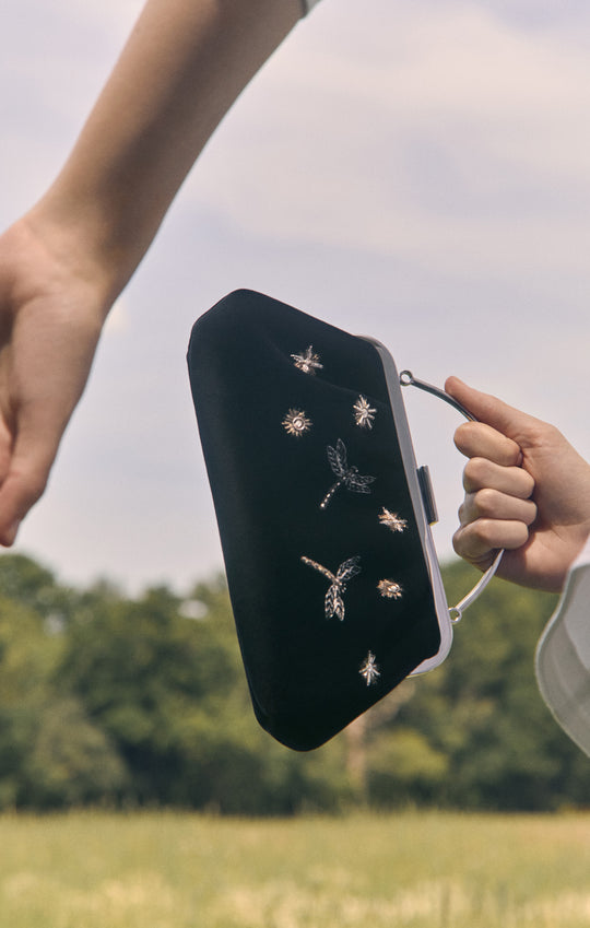 Strathberry Frame Clutch Embroidered Velvet