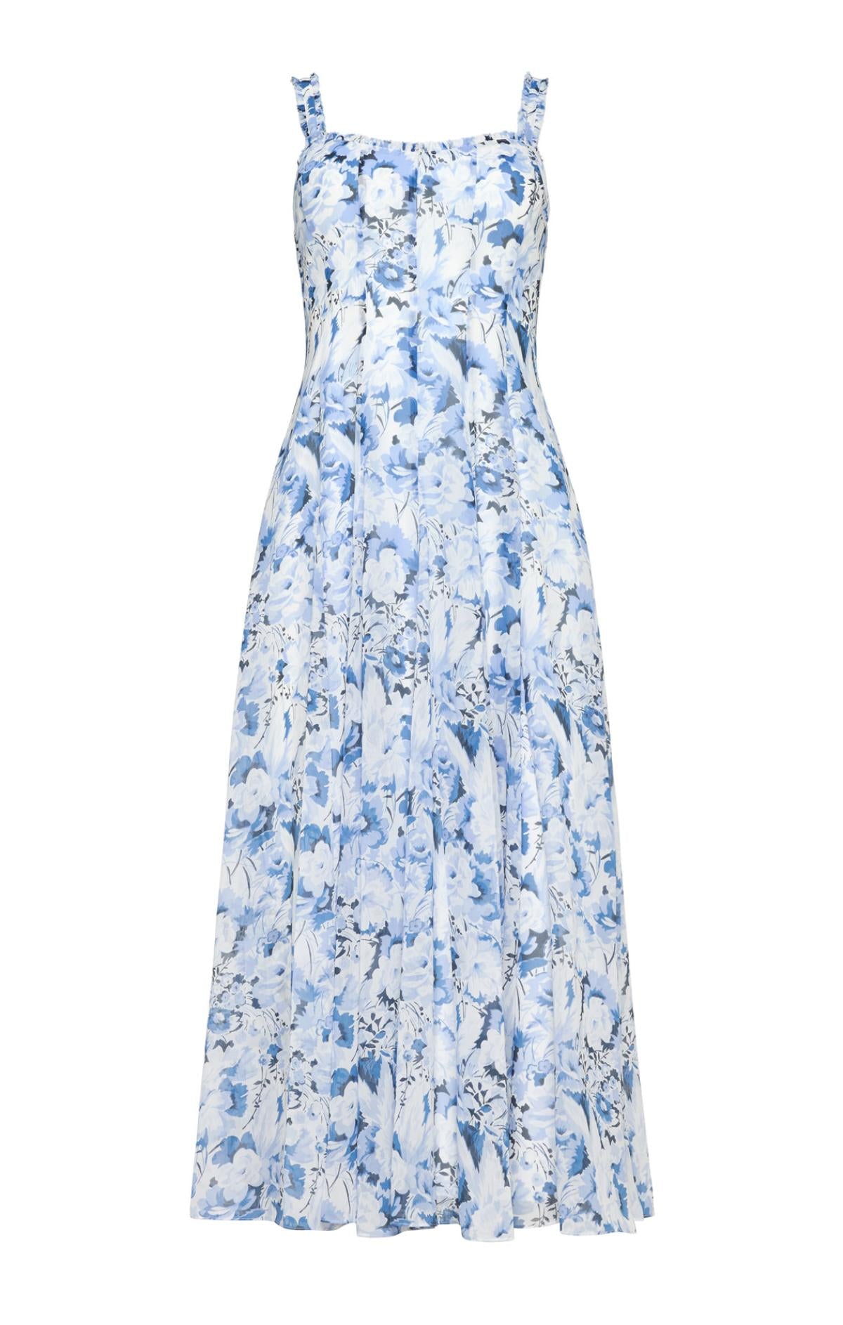 one shoulder navy blue dress Ruched Floral Midi Dress