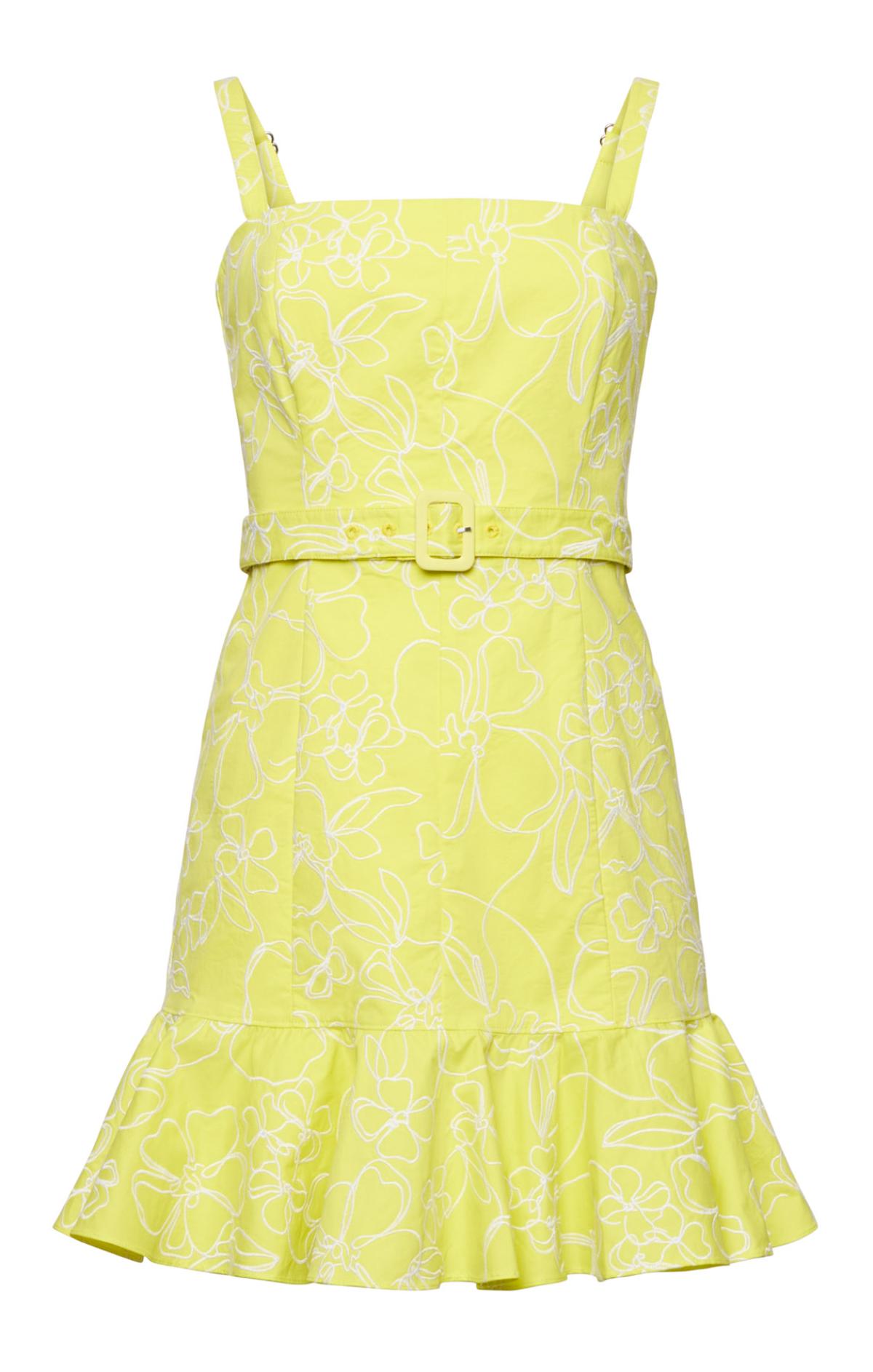 Embroidered Malva Floral Tonya 16 / Bright Starfruit/white Embroidered Malva Floral Tonya 16 / Bright Starfruit/white