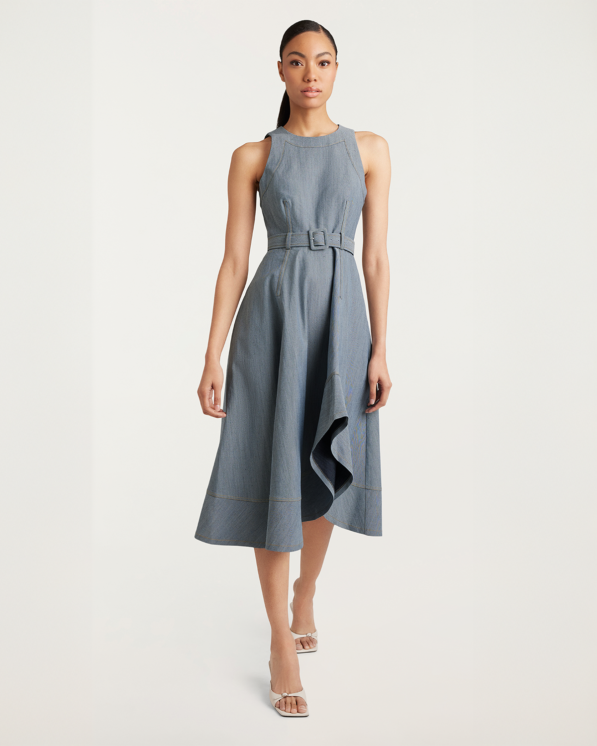 cinq a sept denim dress à Zelda - Light Indigo and button Cinq à Sept Mathis Denim