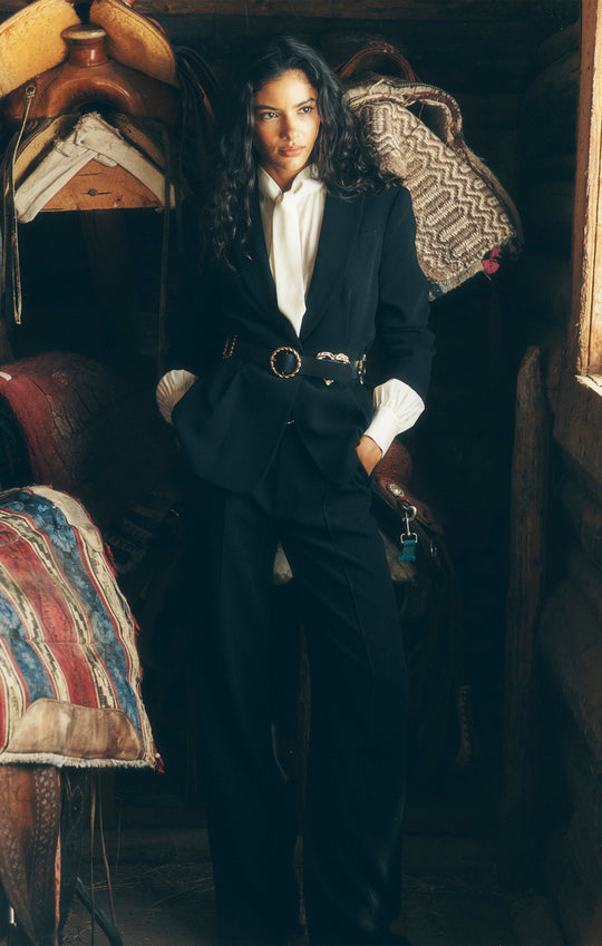 Gold Belt Scrunched Cheyenne Blazer