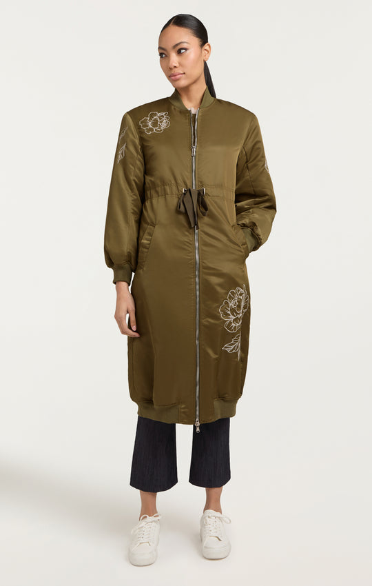 Peony Embroidered Long Pauline Coat