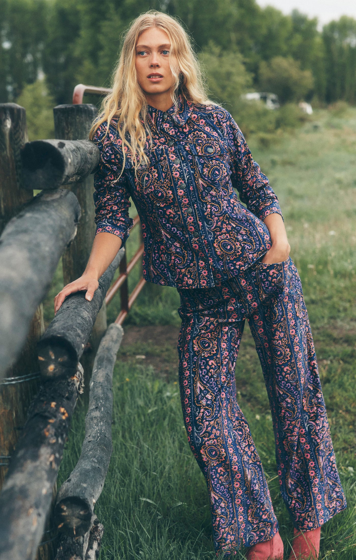 Paisley Velveteen Scrunched Canyon Jacket