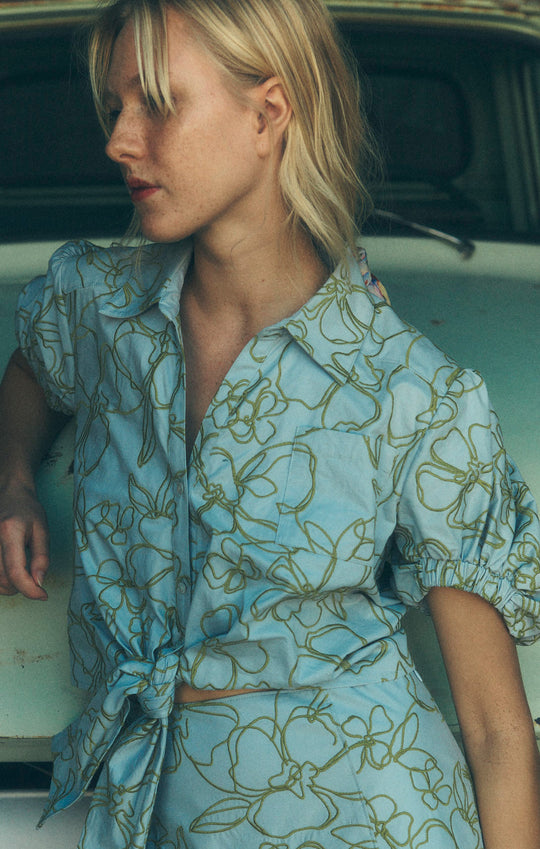 Embroidered Linework Floral Zoanne Top