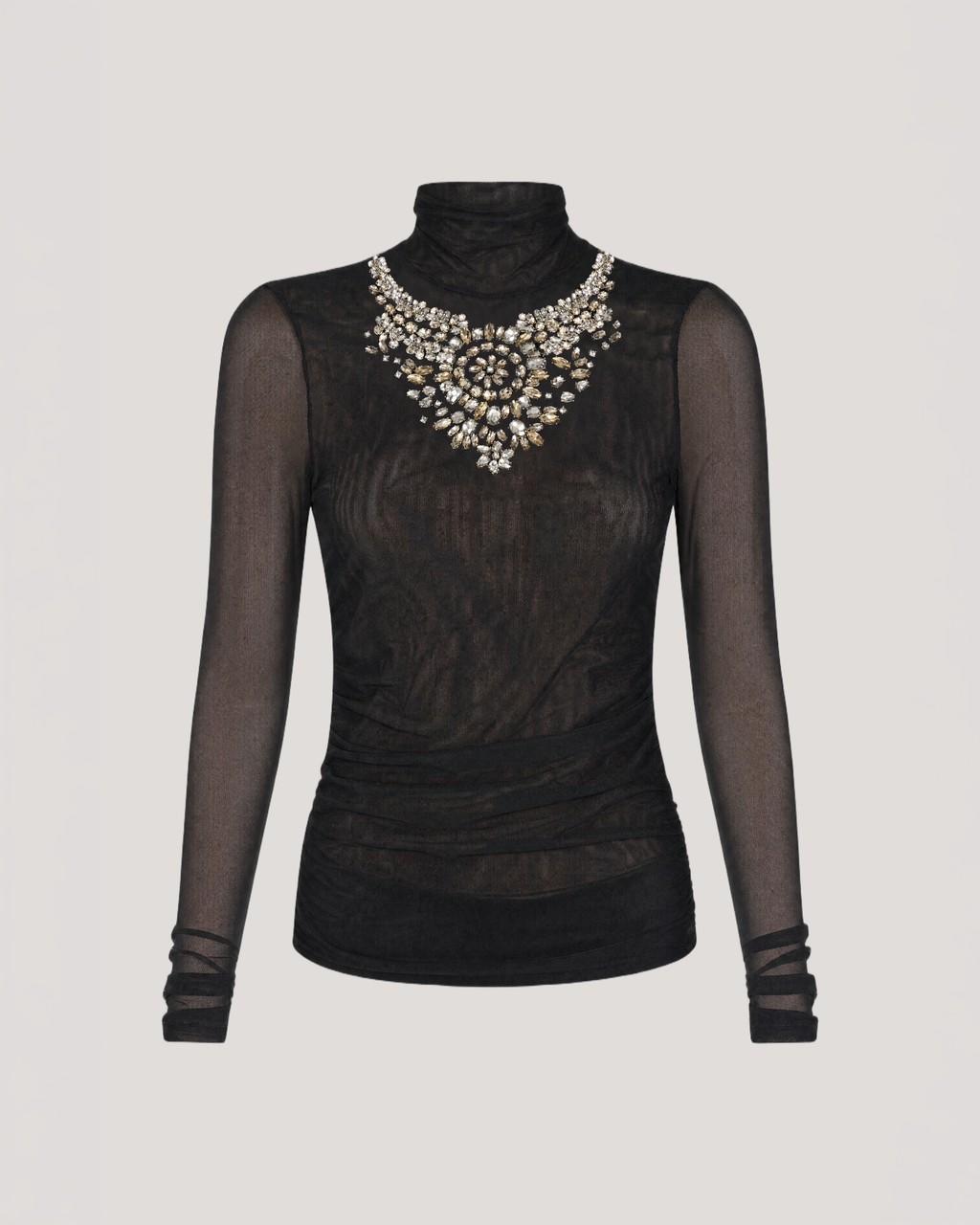 Necklace Shirred Mesh Turtleneck