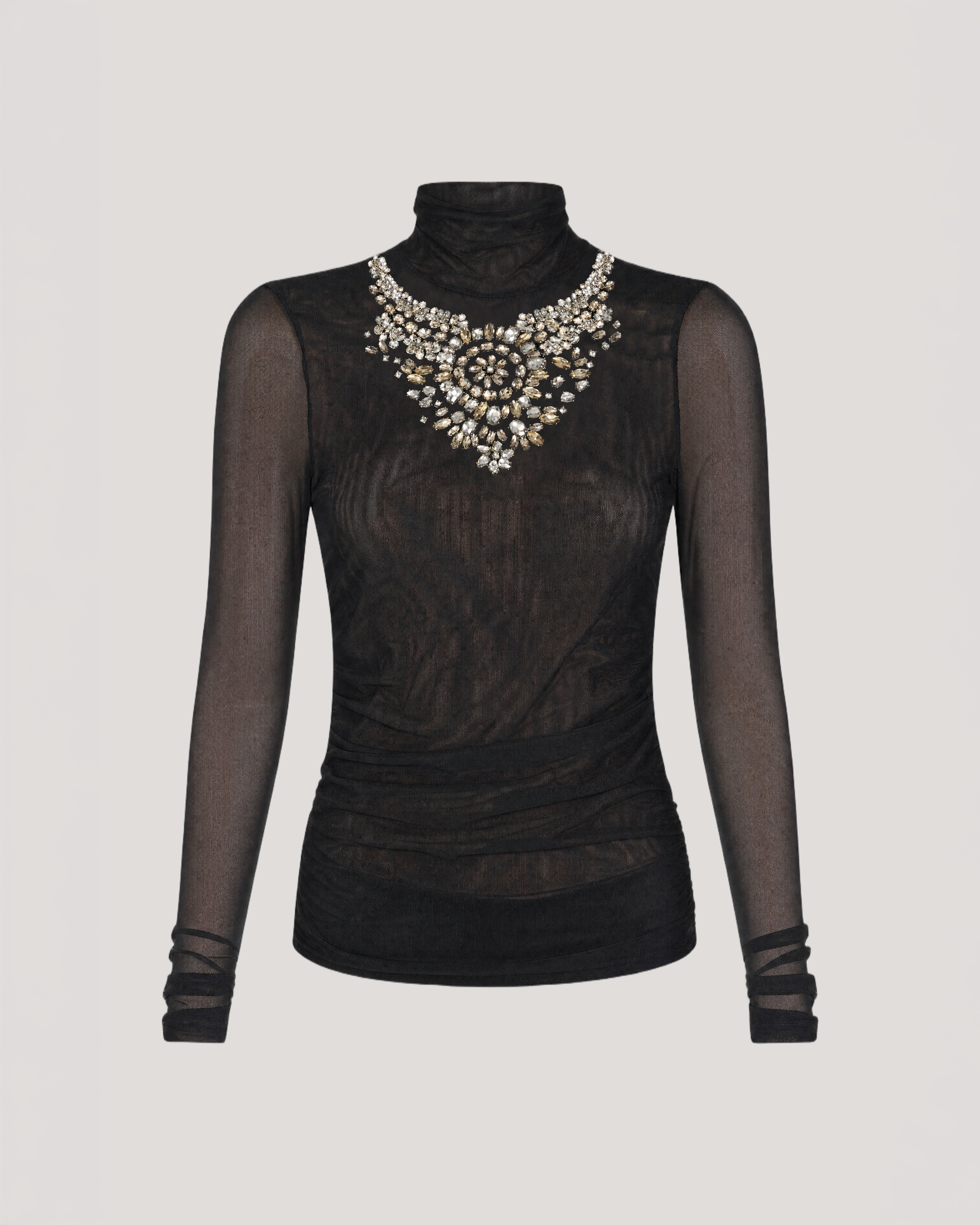 Necklace Shirred Mesh Turtleneck
