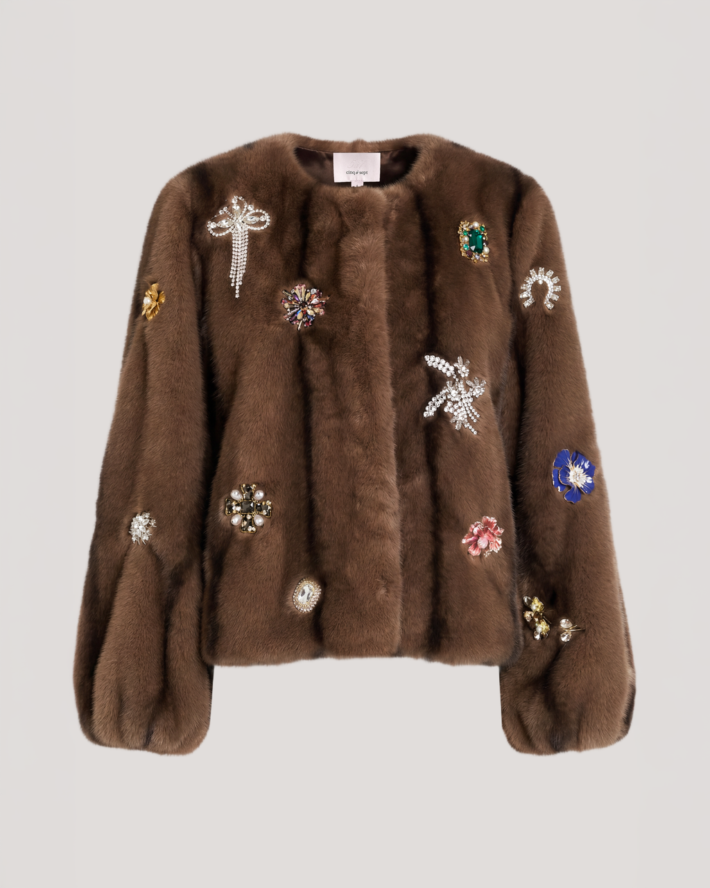 Jewel Clusters Faux Mink Benson Coat