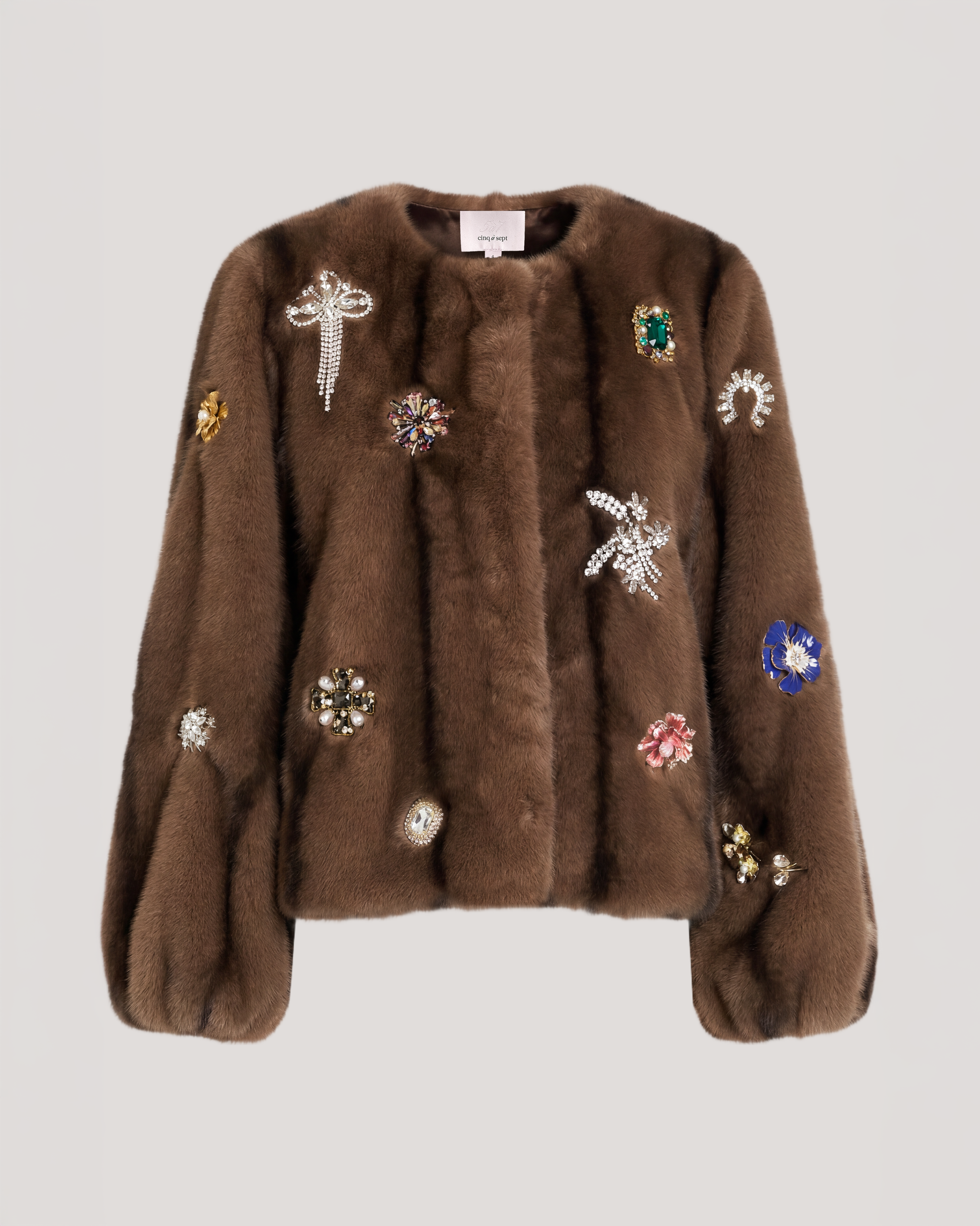 Jewel Clusters Faux Mink Benson Coat