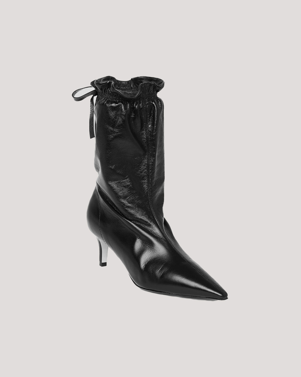 Alex Scrunched Shiny Leather Ankle Bootie