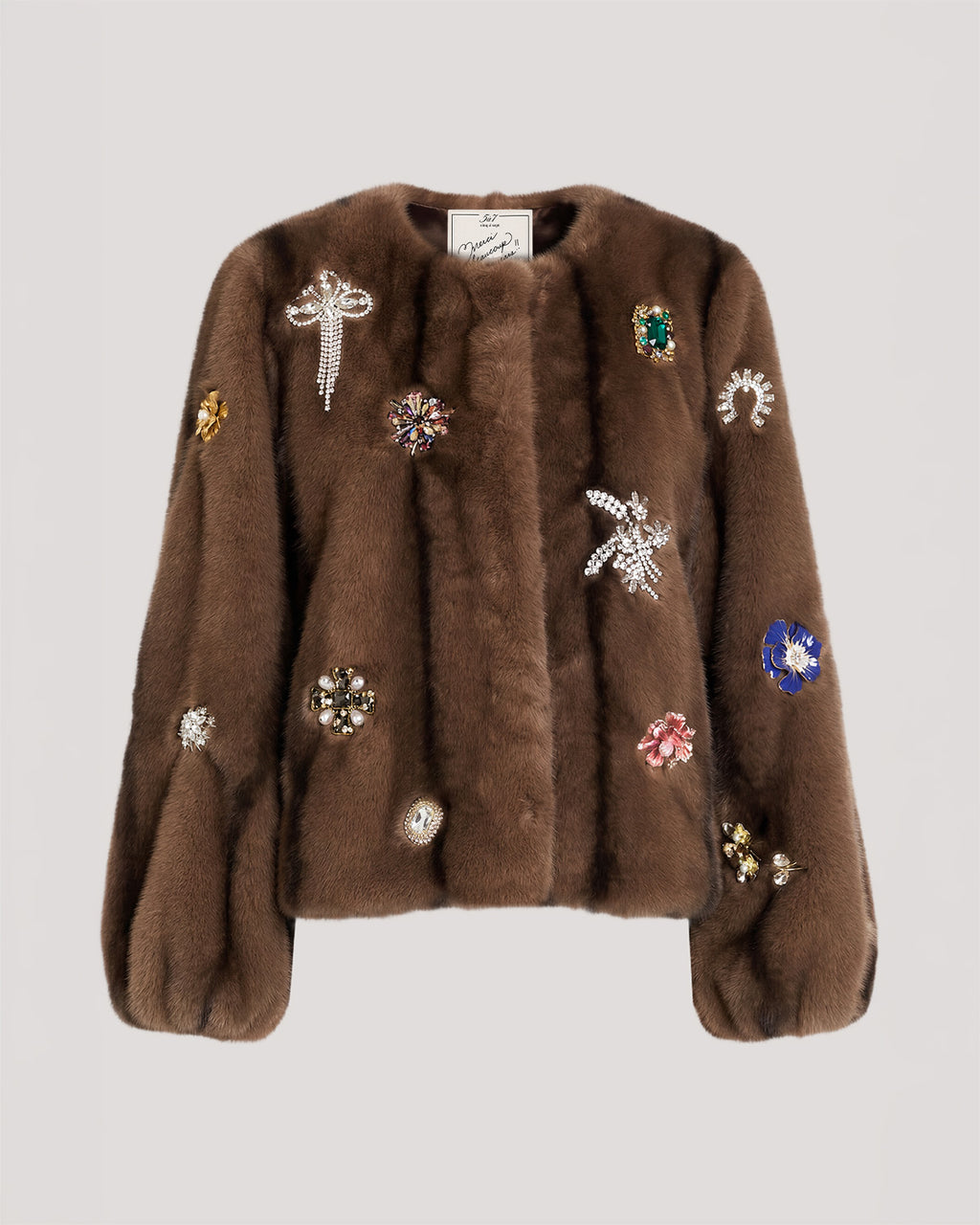 Jewel Clusters Faux Mink Benson Coat