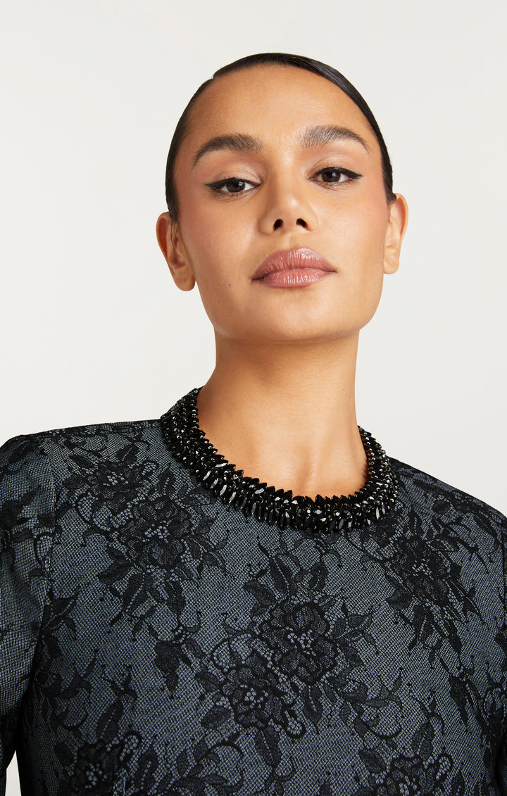ち*ぴ様 lace ribbon head dress black depend Black Cord Lace Bow Midi Dress – self-portrait-US