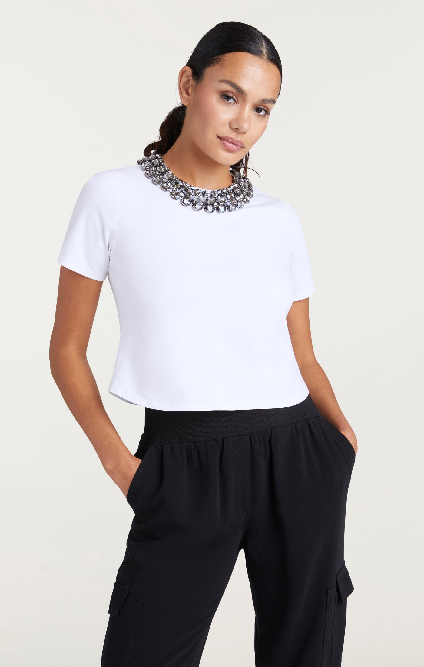 Chunky Necklace Shrunken Tee