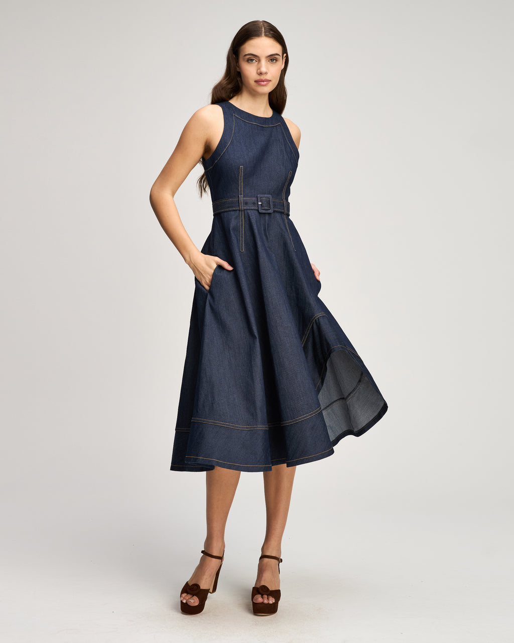 Cinq à Sept Women's Zelda Denim Belted Midi-Dress - Indigo