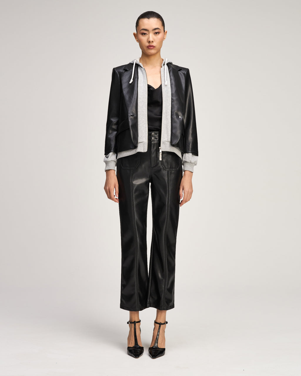 Vegan Leather Zip Up Le Petit Khloe Blazer