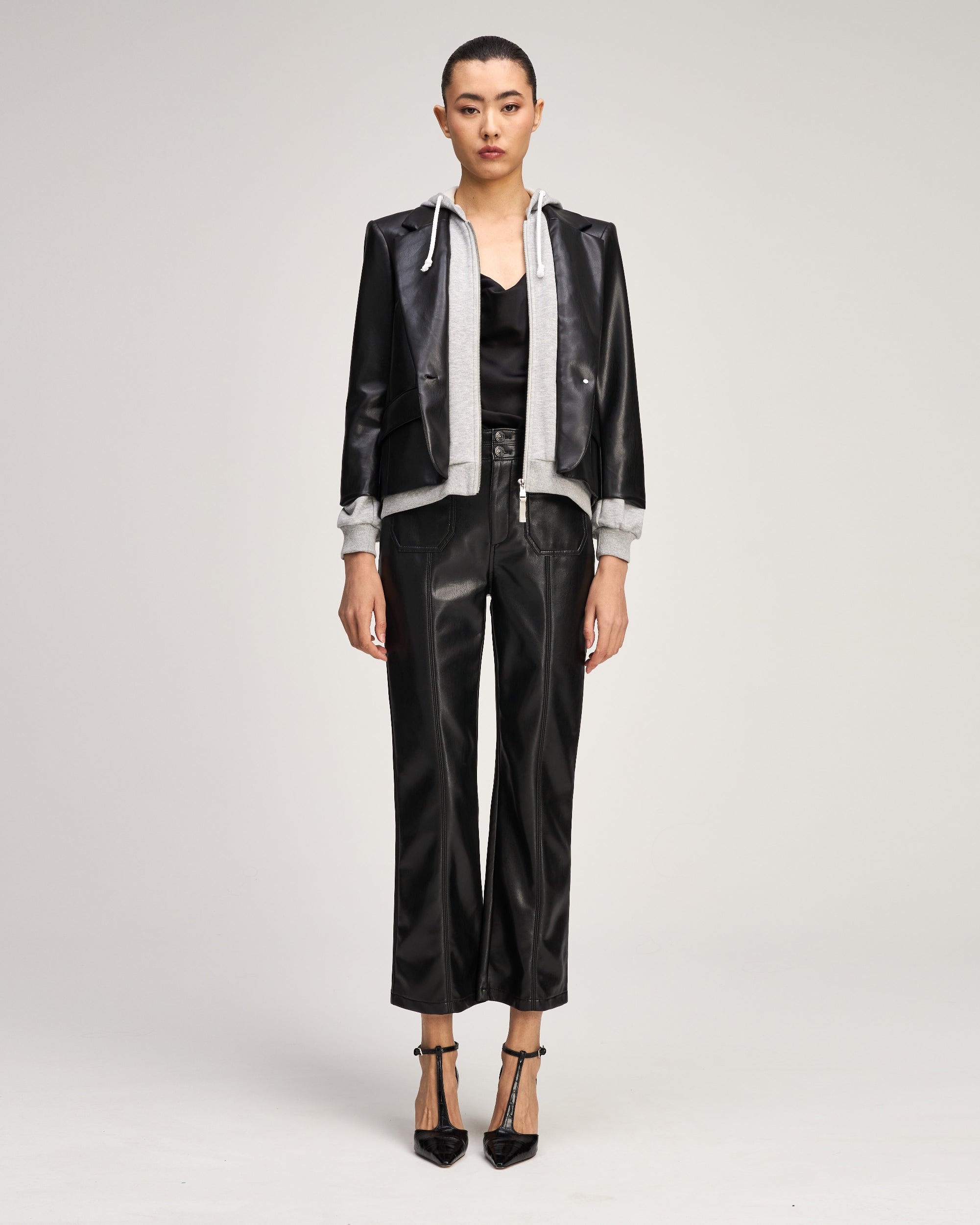 Vegan Leather Zip Up Le Petit Khloe Blazer