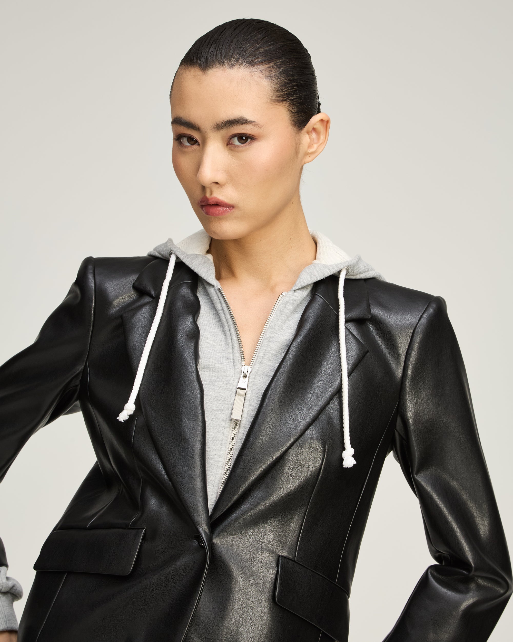 Vegan Leather Zip Up Le Petit Khloe Blazer
