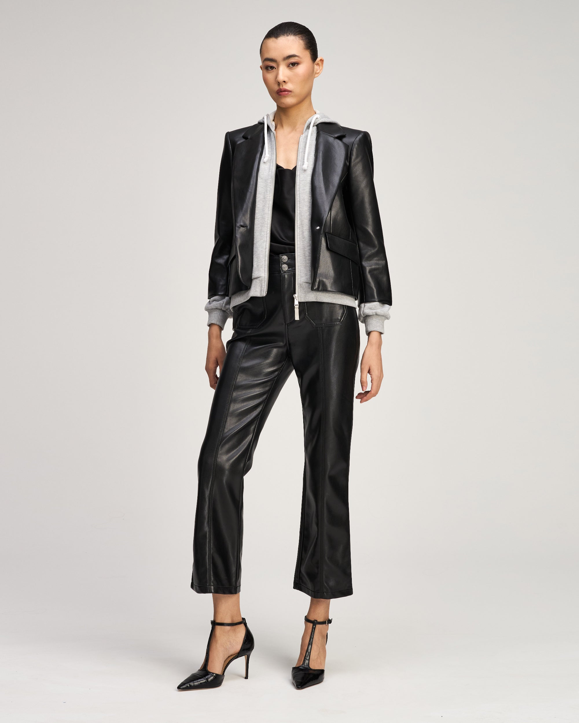 Vegan Leather Zip Up Le Petit Khloe Blazer