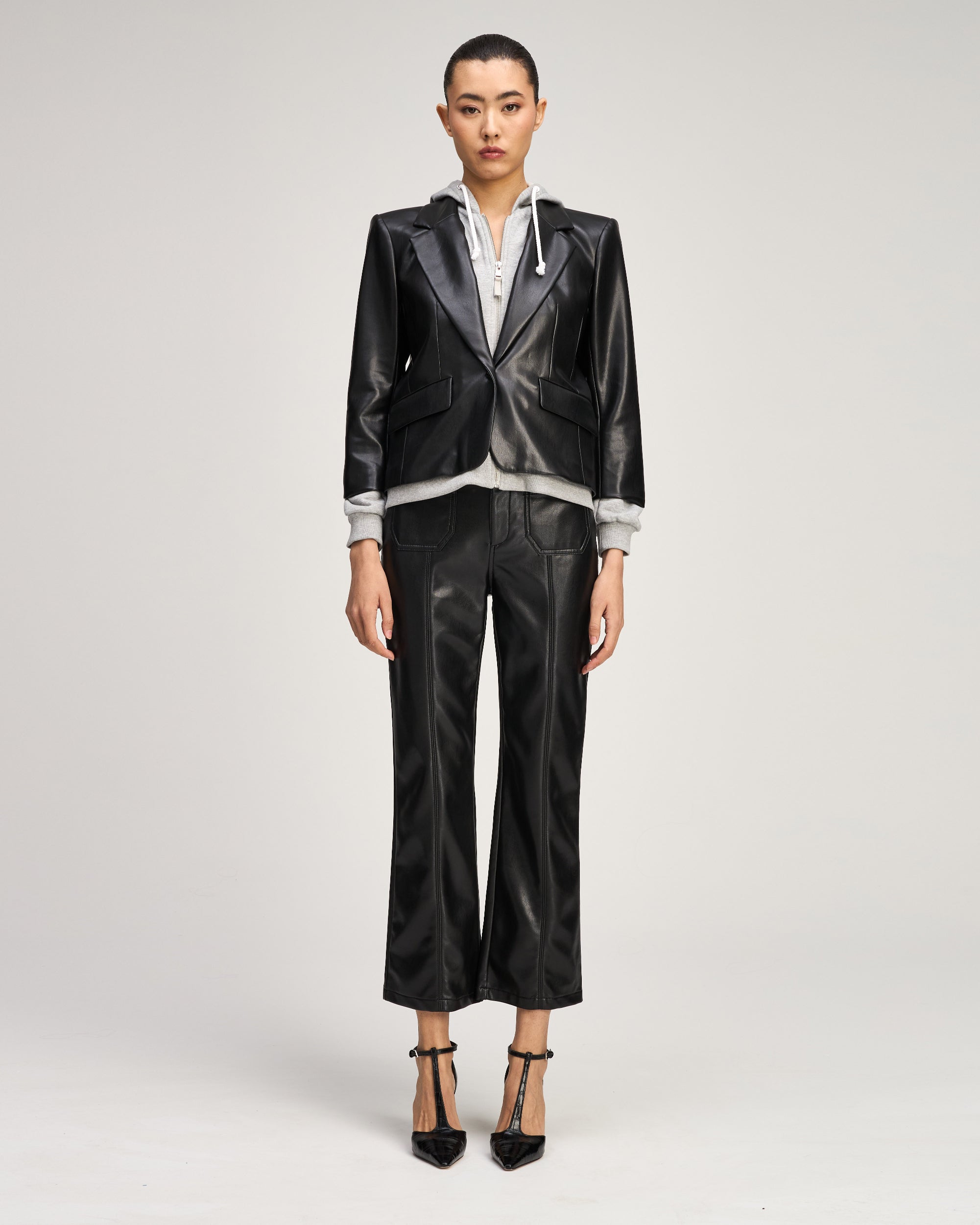 Vegan Leather Zip Up Le Petit Khloe Blazer