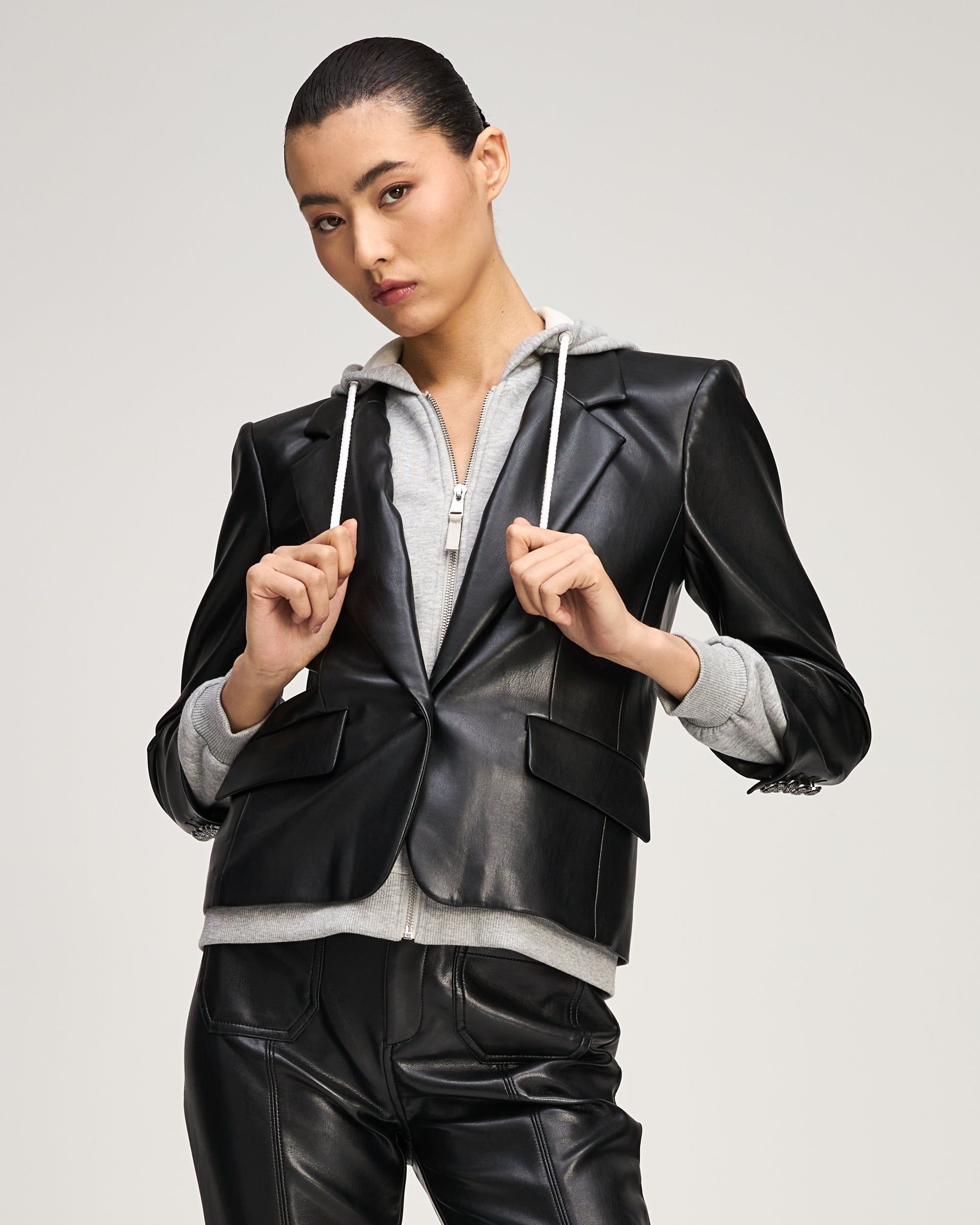 Vegan Leather Zip Up Le Petit Khloe Blazer