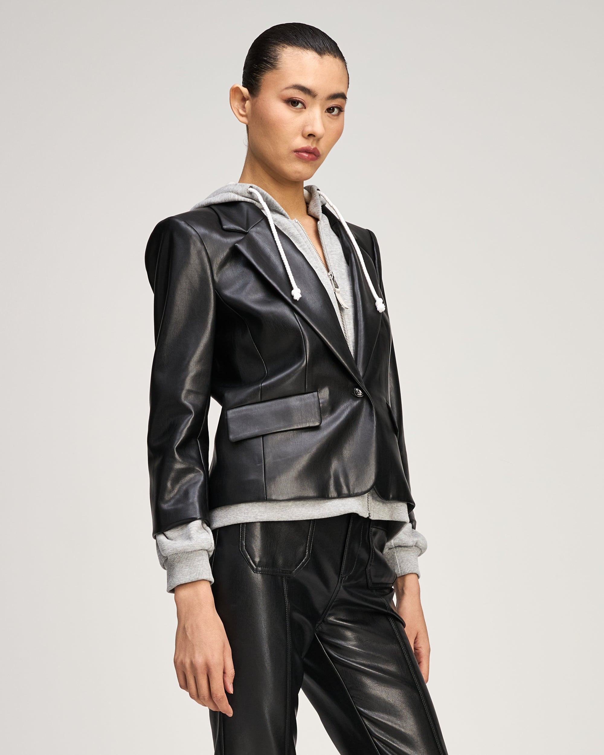 Vegan Leather Zip Up Le Petit Khloe Blazer