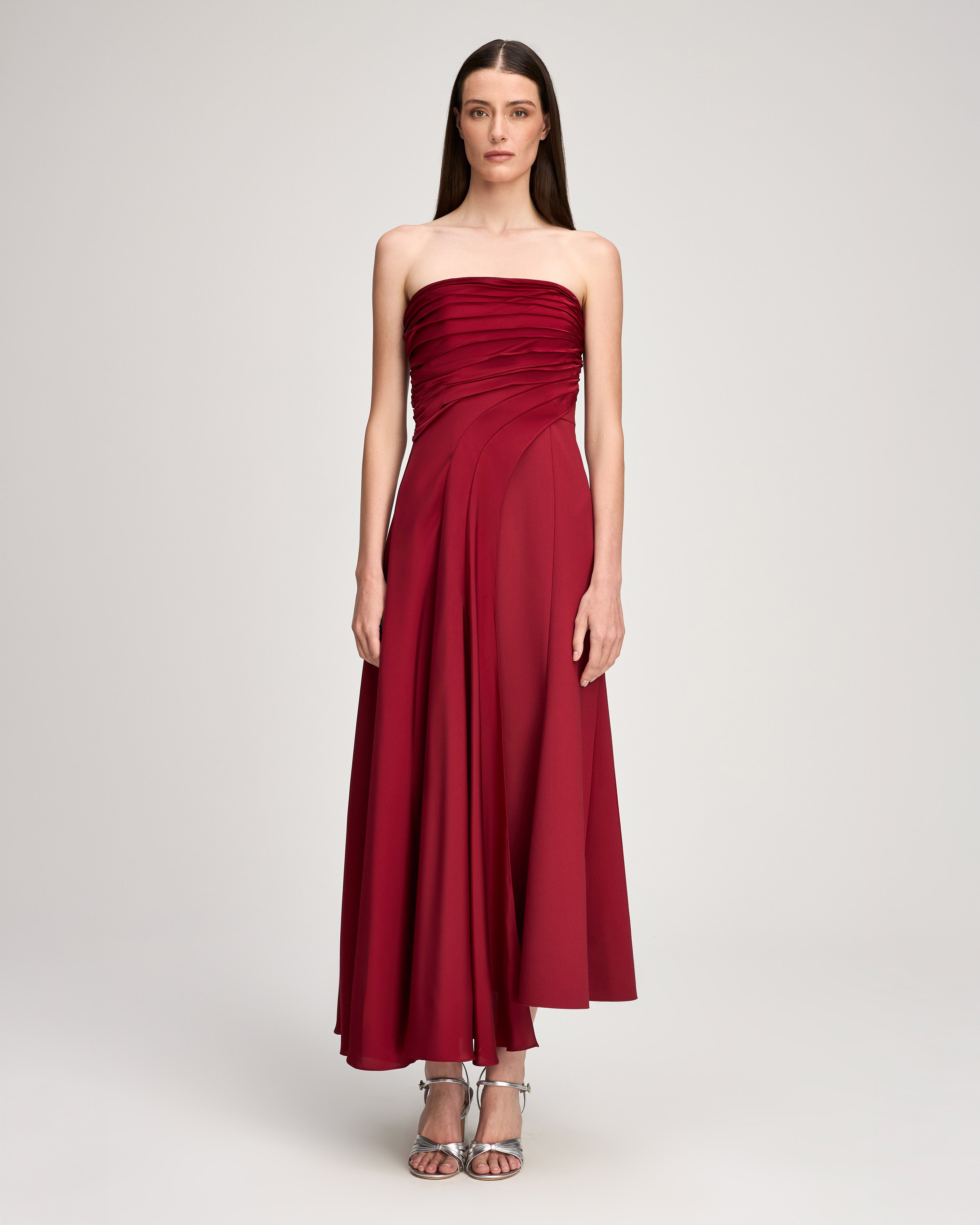 Cinq à Sept Clarisse Strapless Midi Dress - Berrywine
