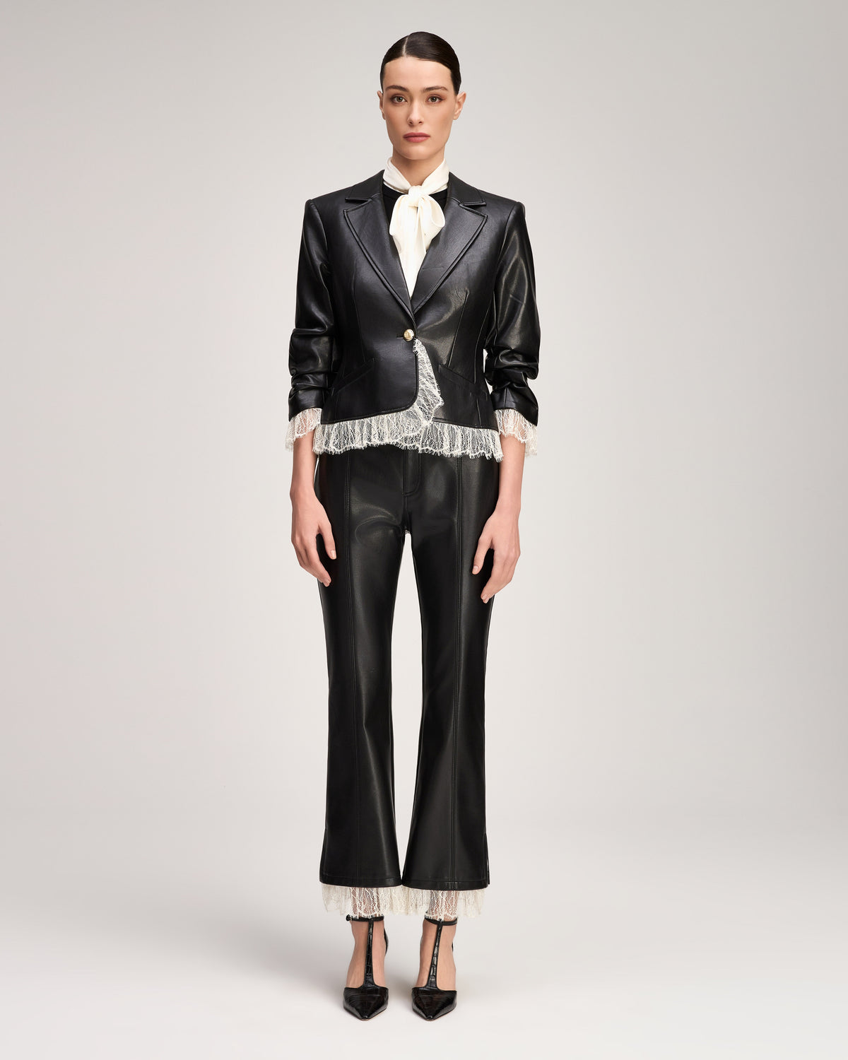 black leather blazer dress Cinq à Sept Le Petit Roxie Faux - Black/ivory Va_Vanity with Mirror Affordable Halter V-Neck Black Its classic shape and EU Size:36