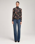Love Letter Floral Shirred Mesh Turtleneck