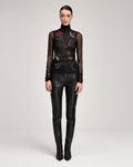 Starry Scribbles Shirred Mesh Turtleneck