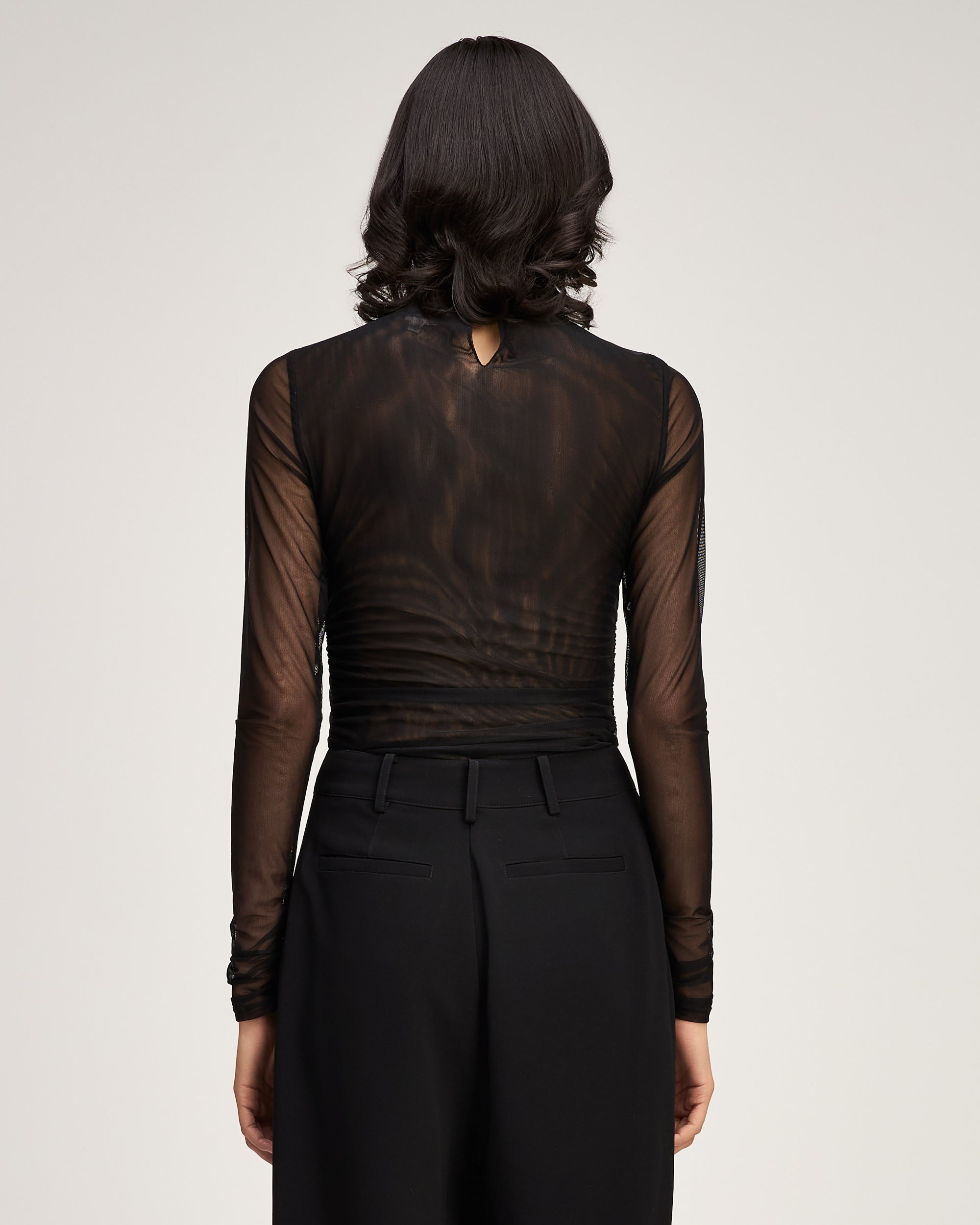 Necklace Shirred Mesh Turtleneck