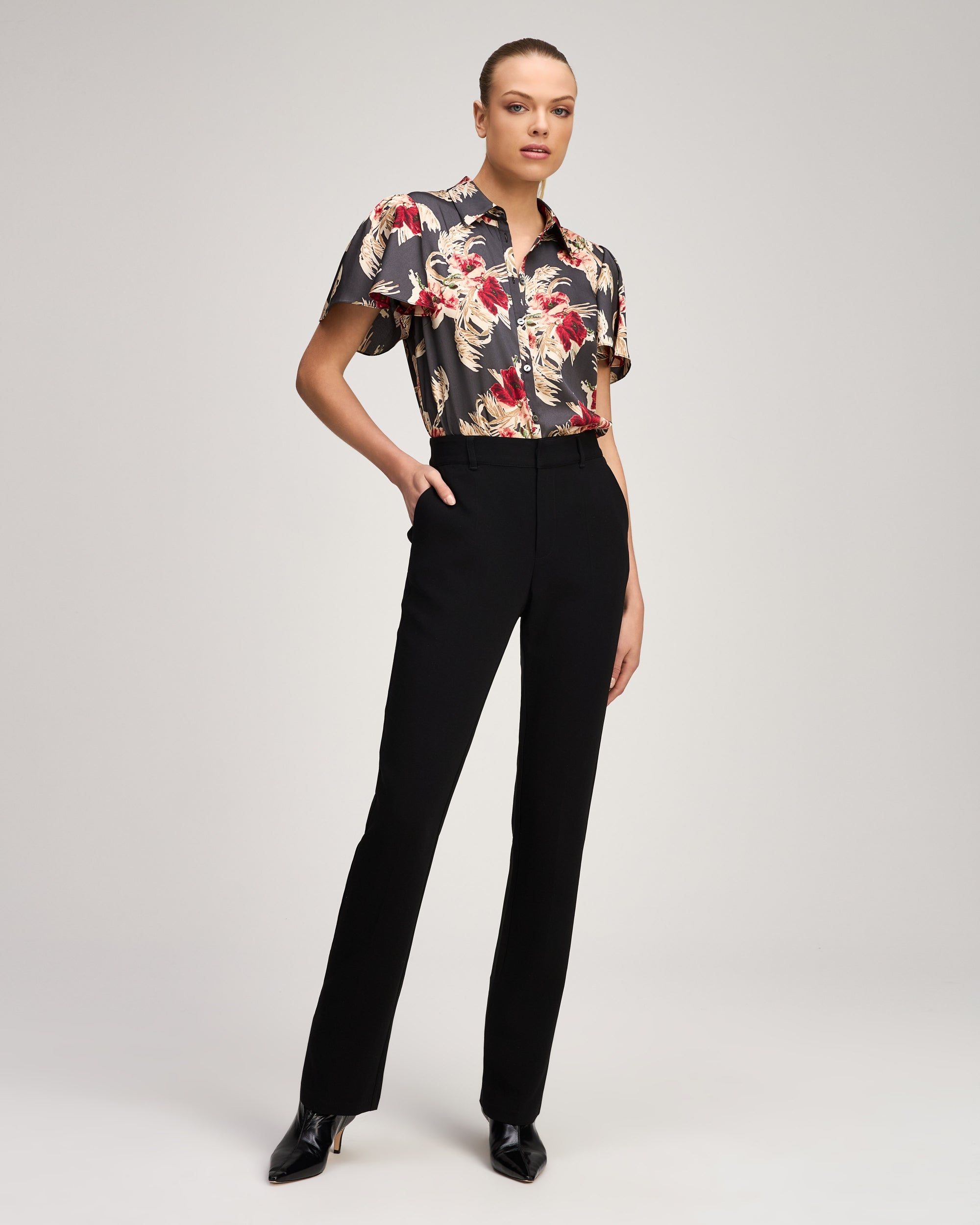 Wilted Poppy Flutter Sleeve Fiona Top