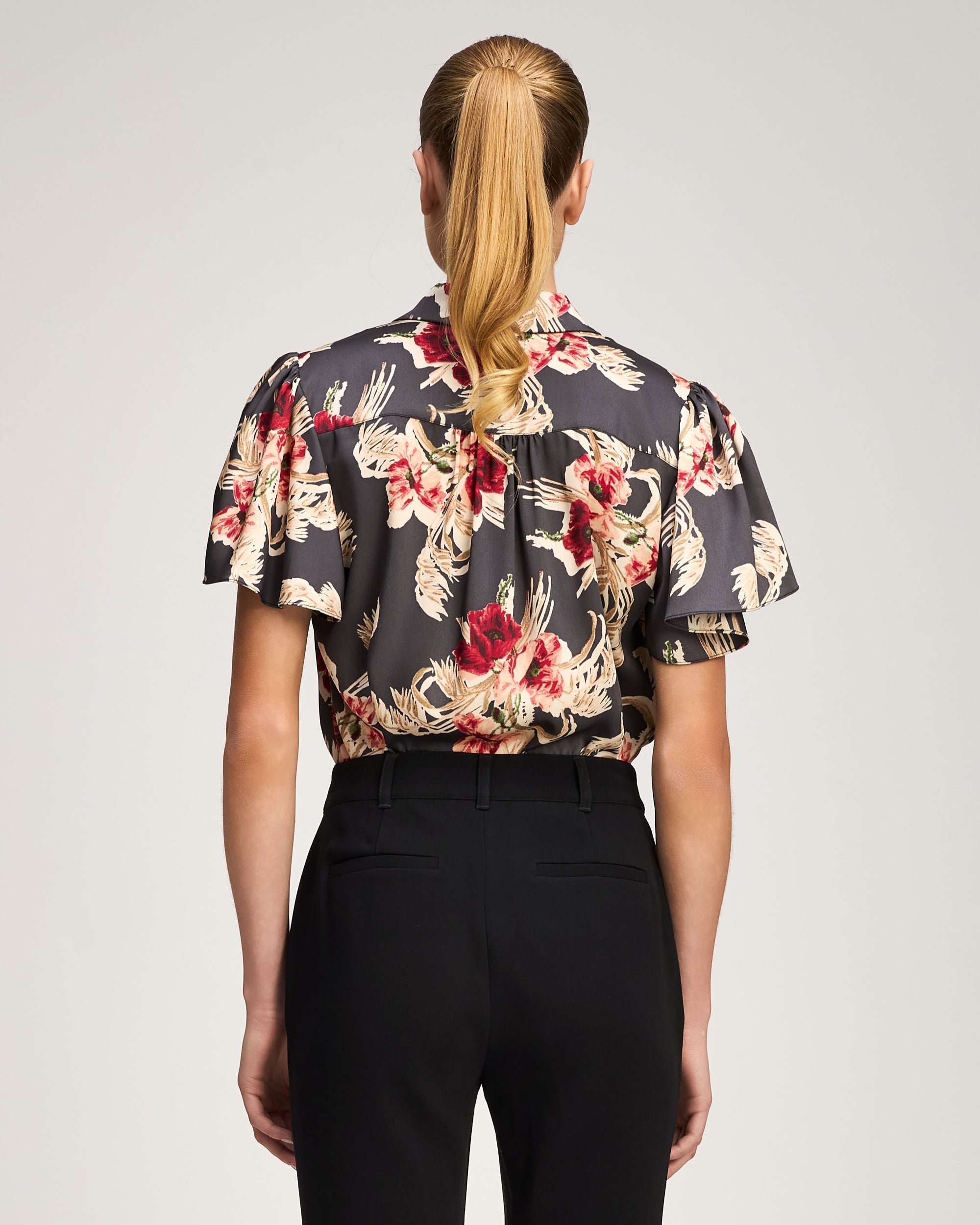 Wilted Poppy Flutter Sleeve Fiona Top