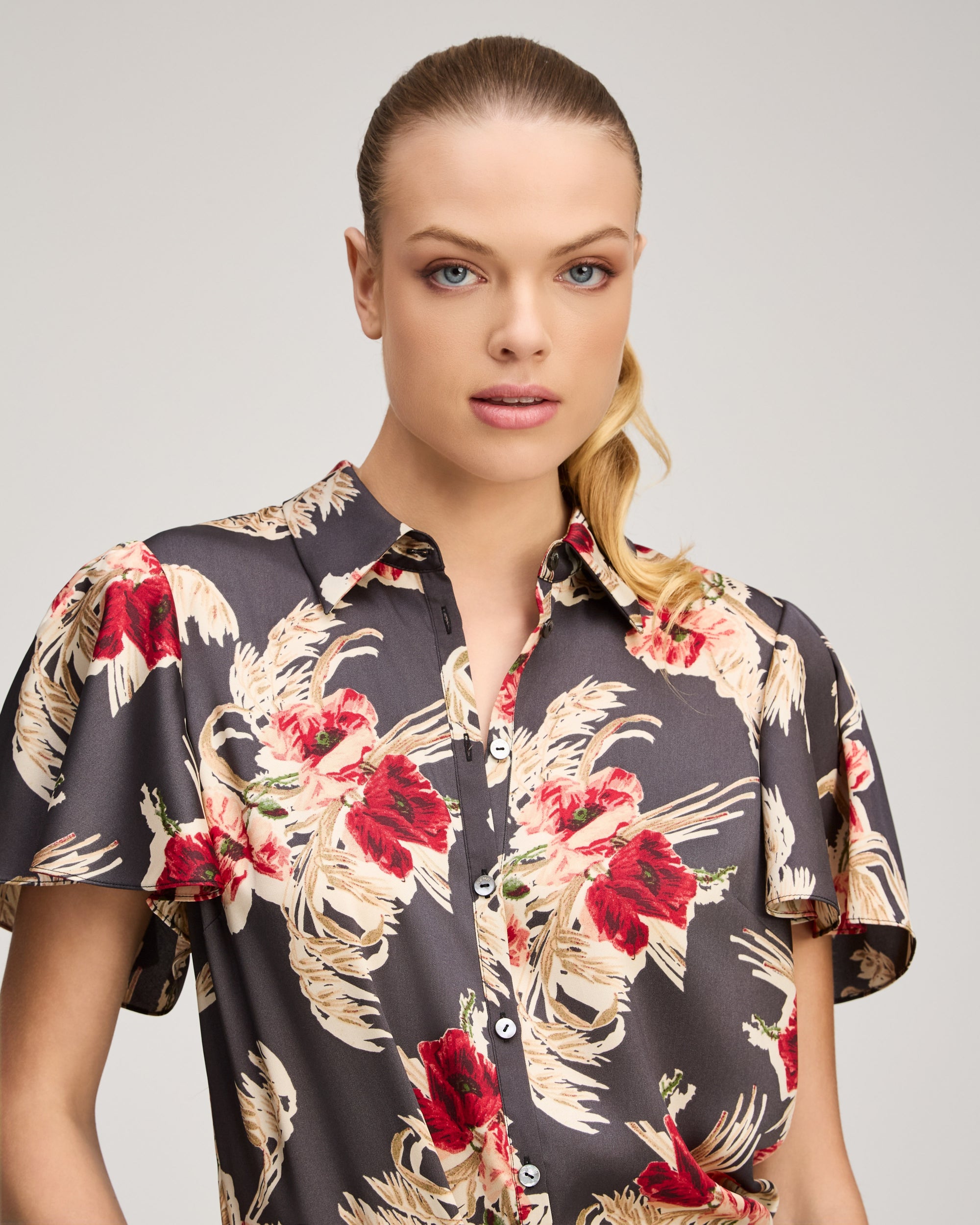 Wilted Poppy Flutter Sleeve Fiona Top