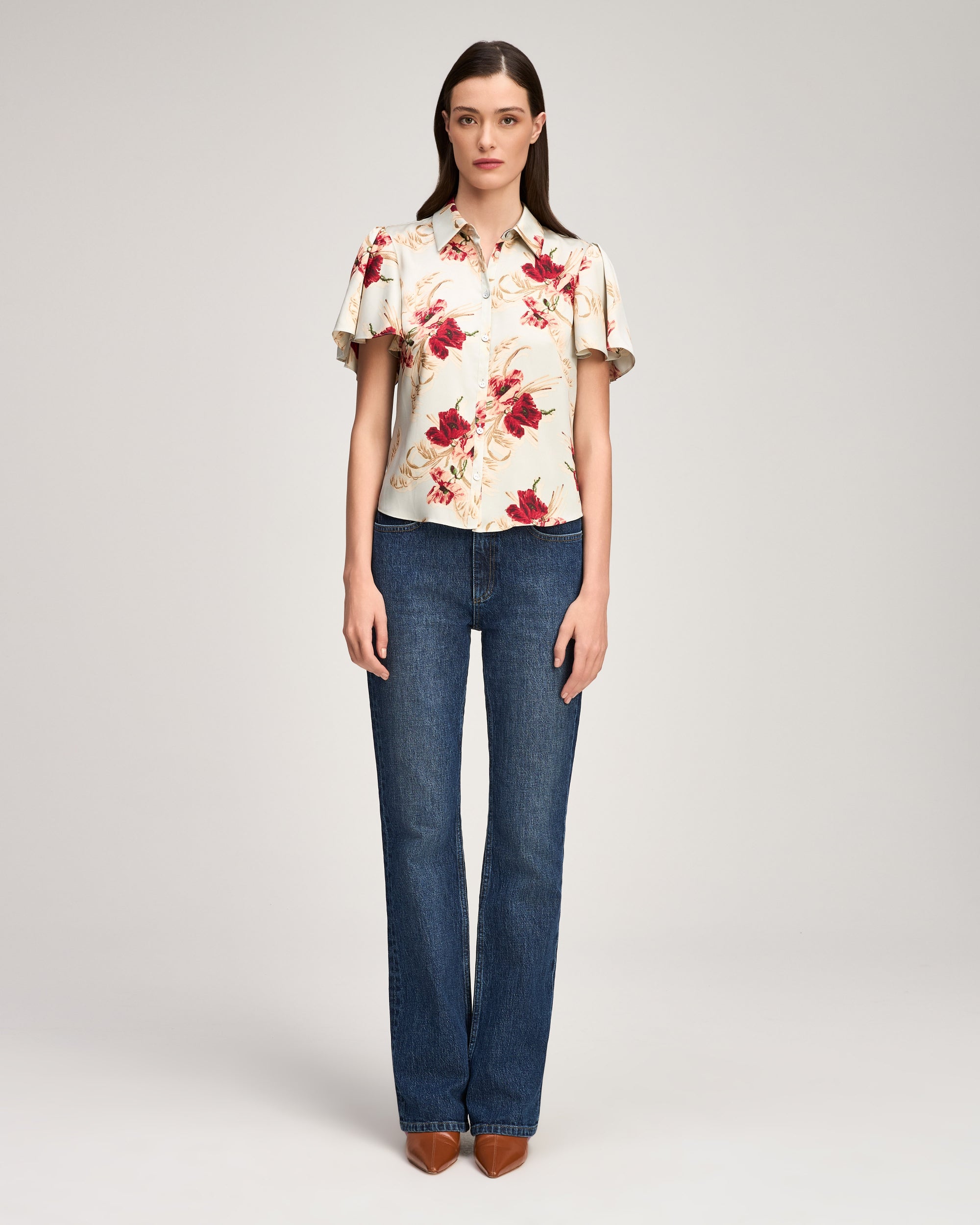 Wilted Poppy Flutter Sleeve Fiona Top