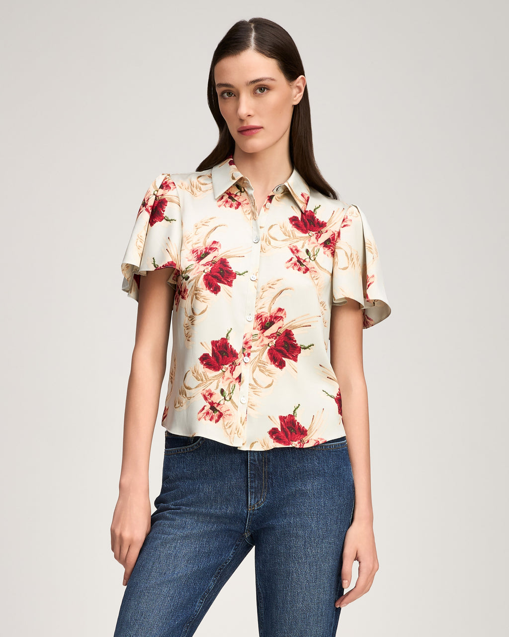 Wilted Poppy Flutter Sleeve Fiona Top