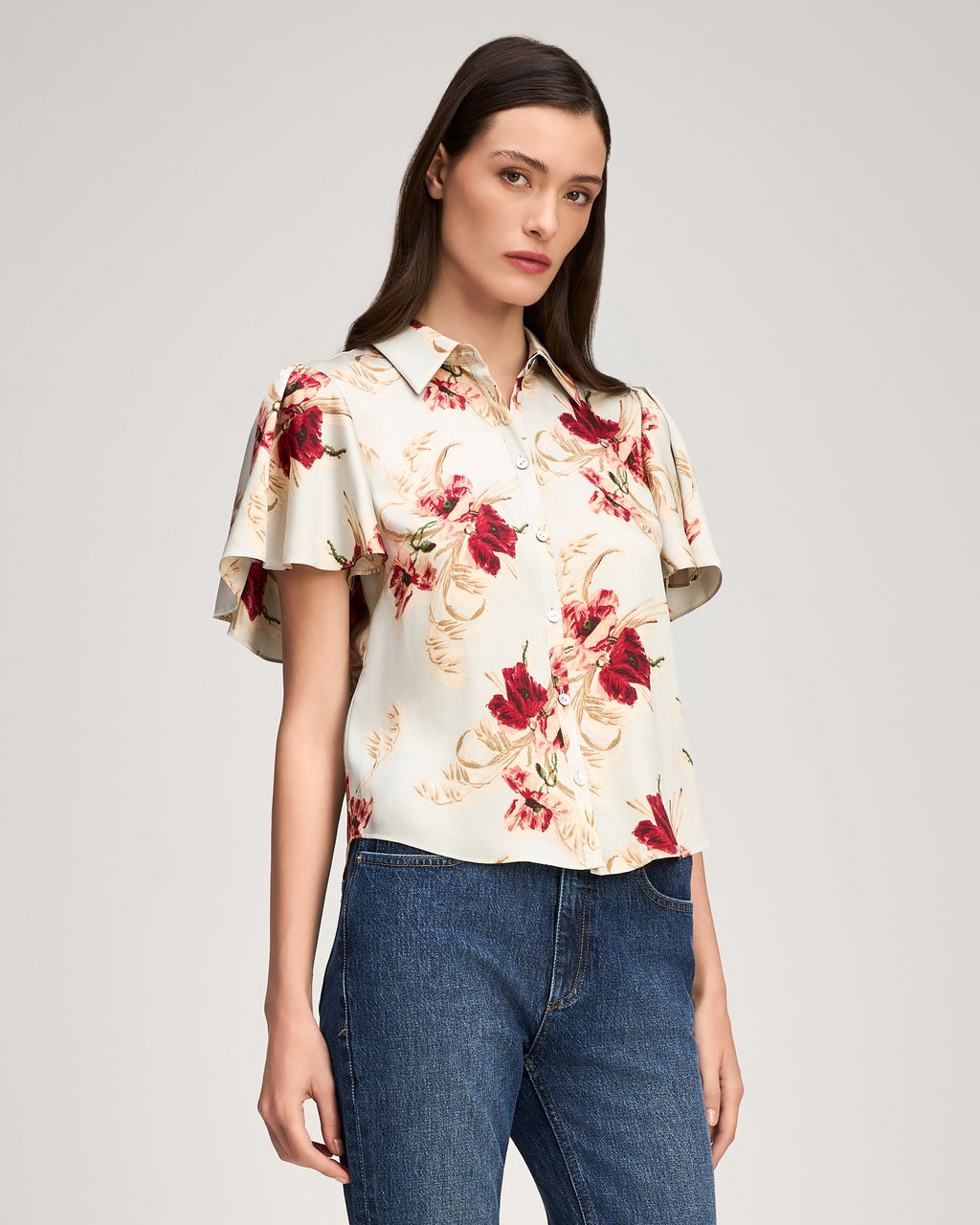 Wilted Poppy Flutter Sleeve Fiona Top