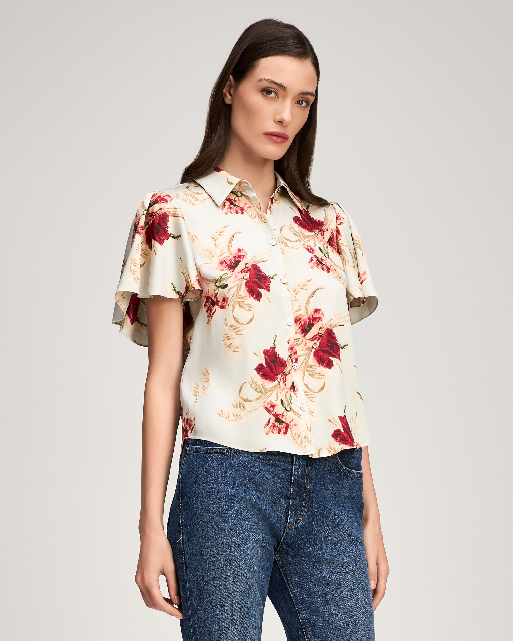 Wilted Poppy Flutter Sleeve Fiona Top