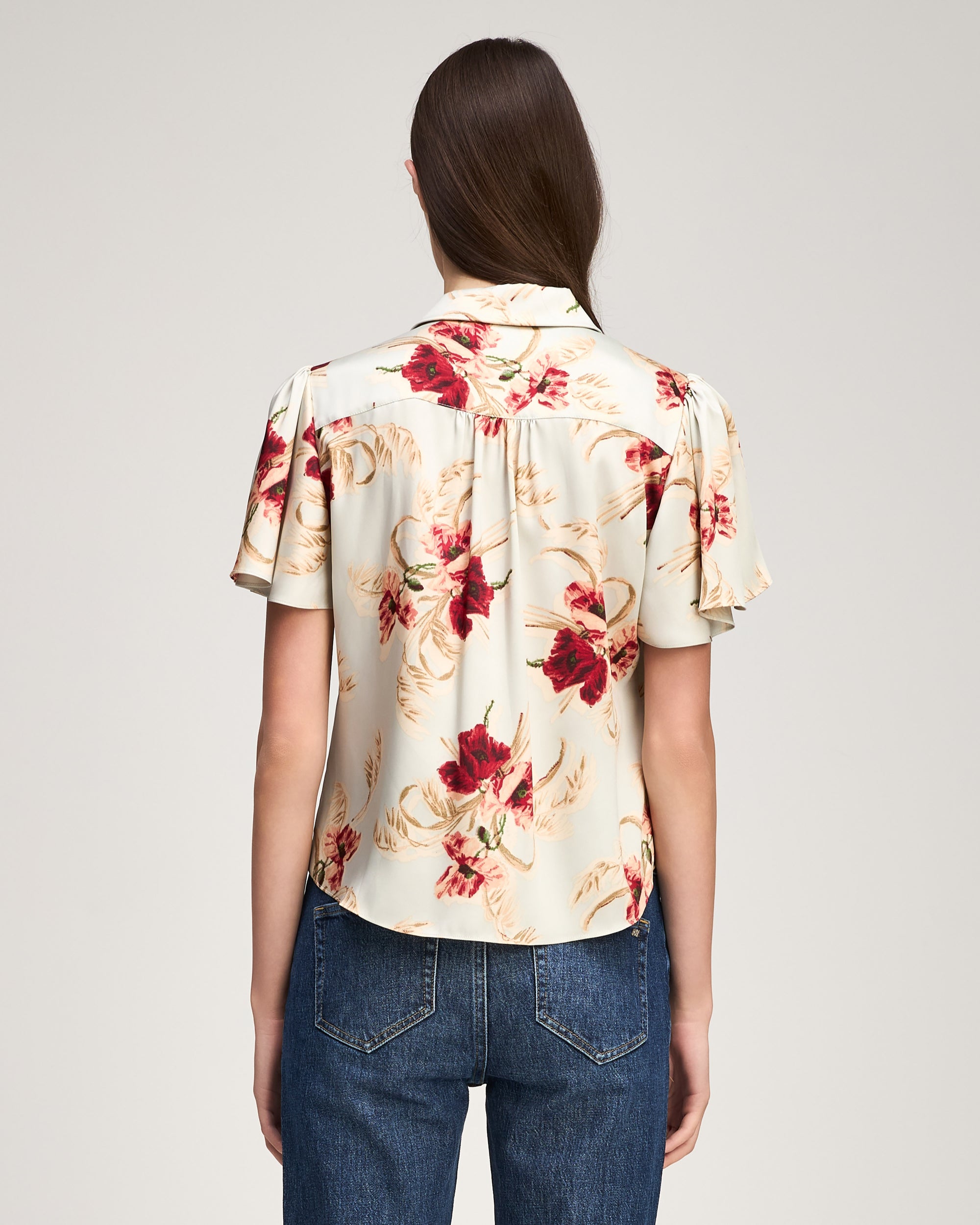 Wilted Poppy Flutter Sleeve Fiona Top