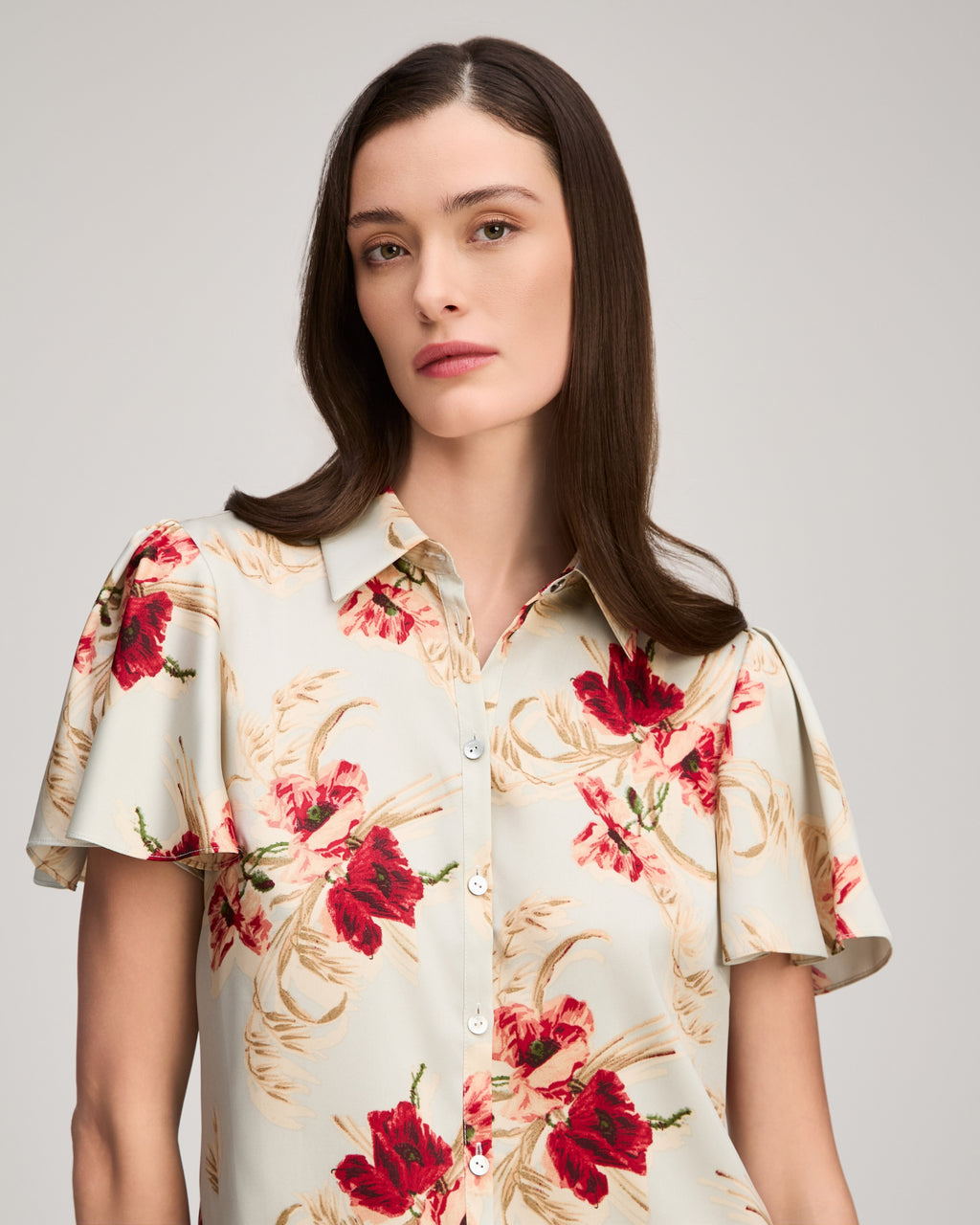 Wilted Poppy Flutter Sleeve Fiona Top