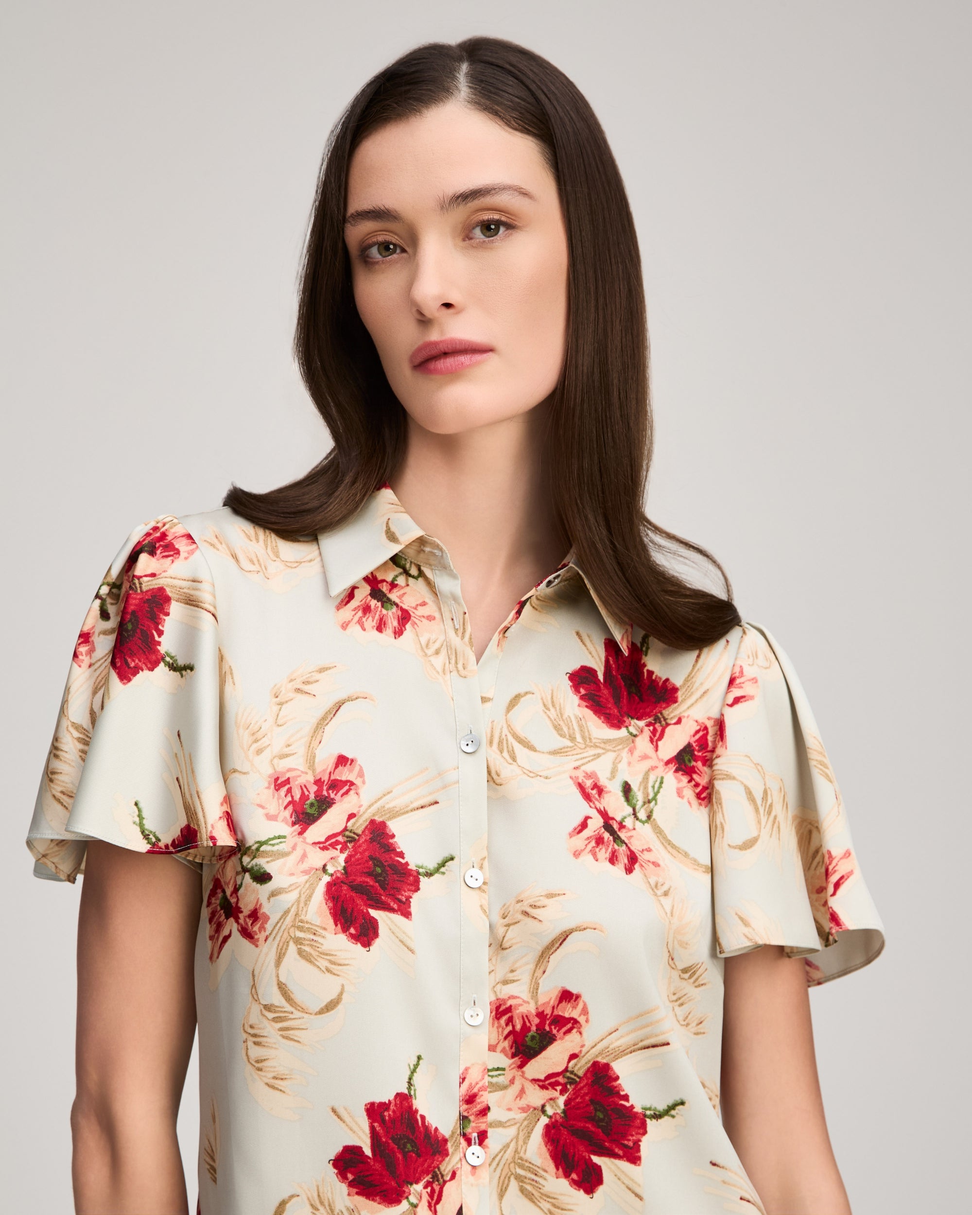 Wilted Poppy Flutter Sleeve Fiona Top