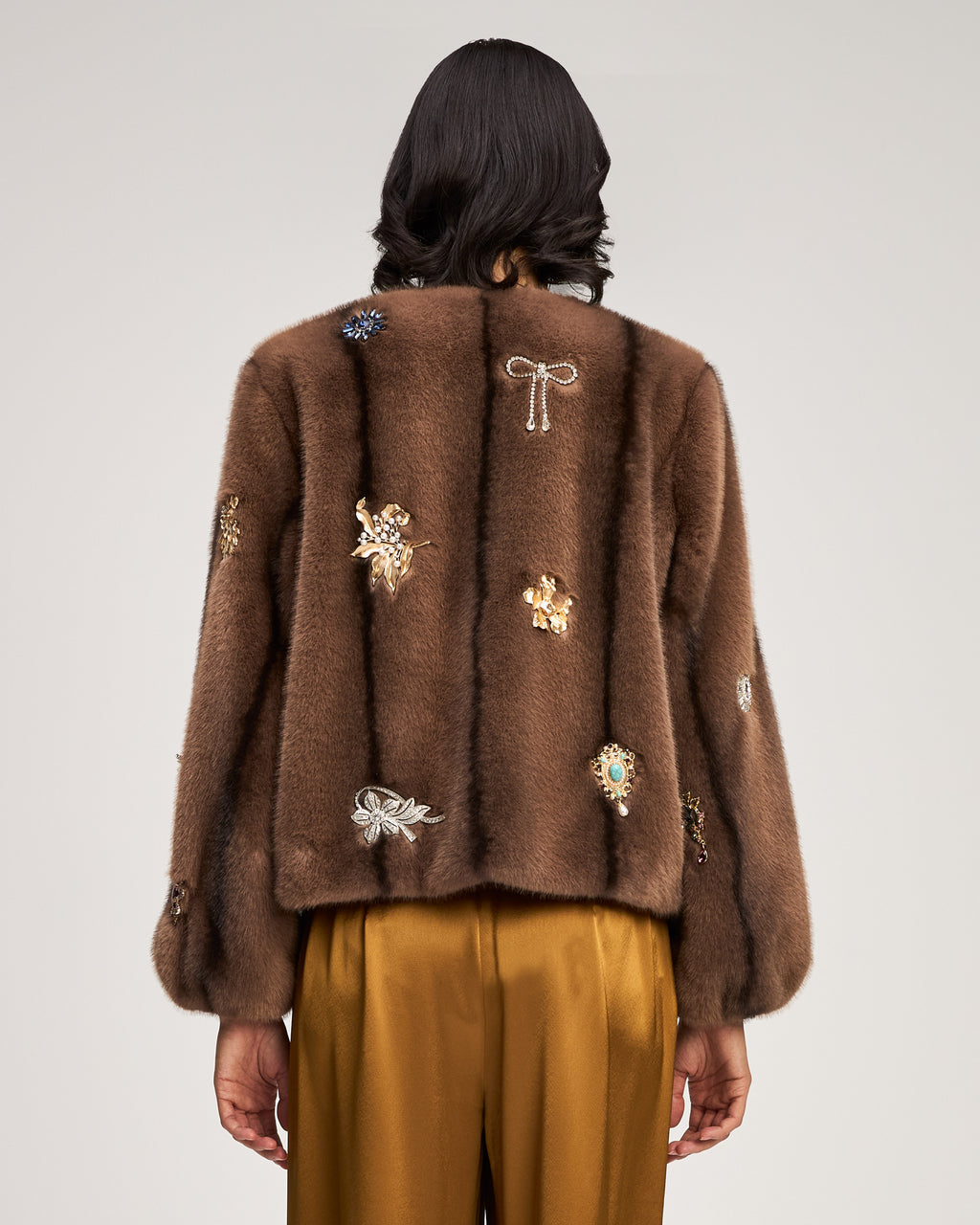 Jewel Clusters Faux Mink Benson Coat